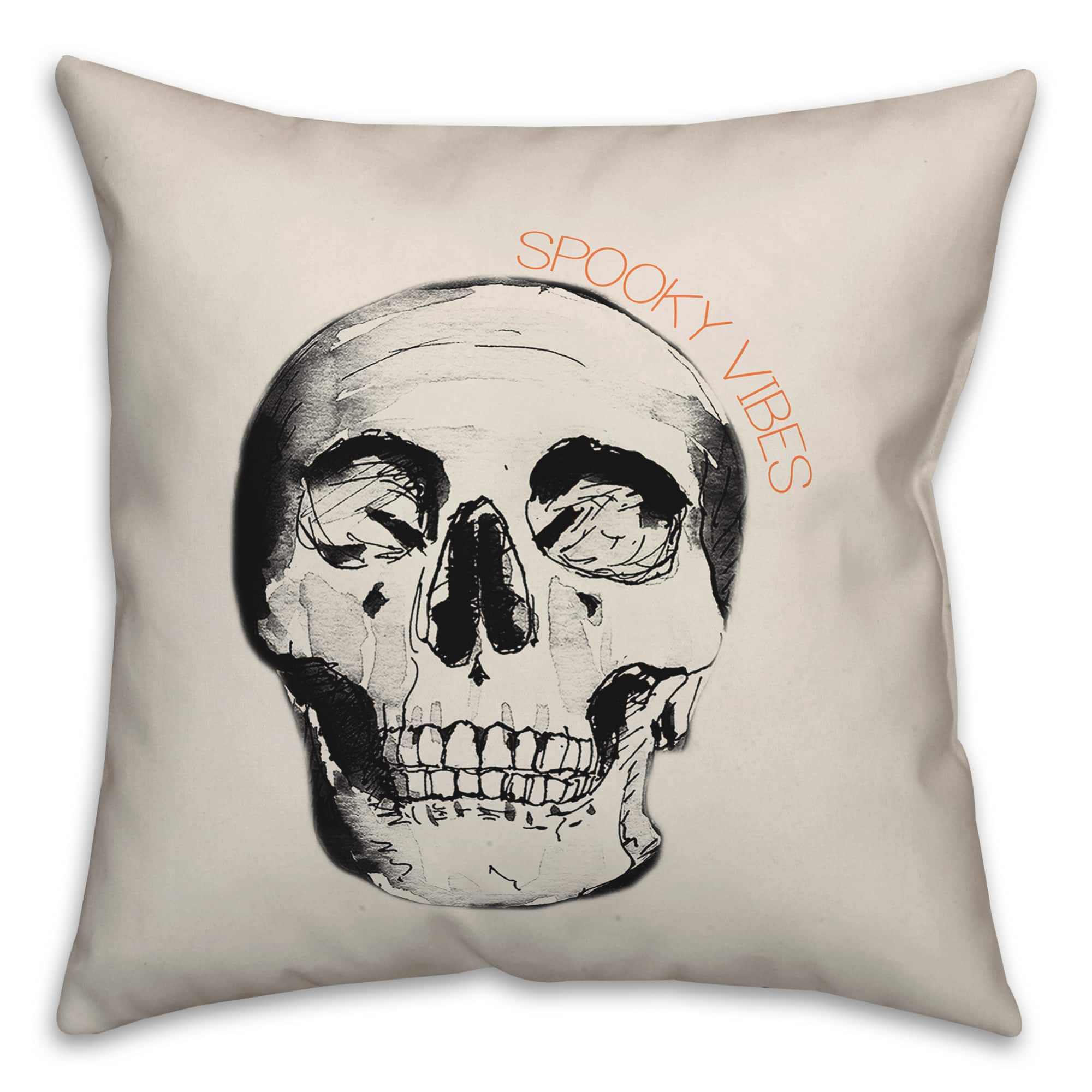 Spooky Vibes Skull 18" x 18" Throw Pillow