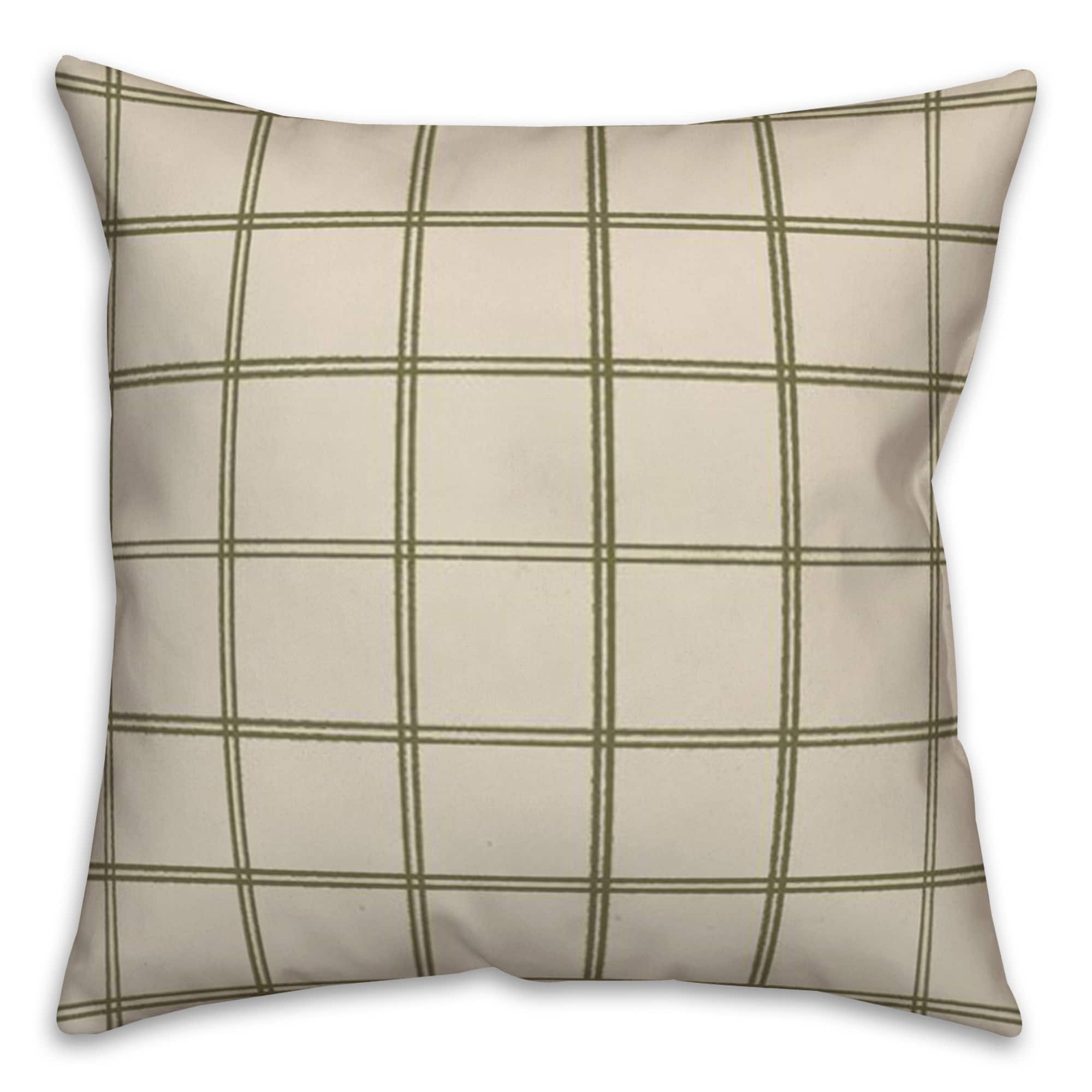 Cream & Green Check Throw Pillow