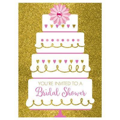 8" Bridal Shower Wedding Cake Jumbo Deluxe Invitations, 16ct. | Michaels