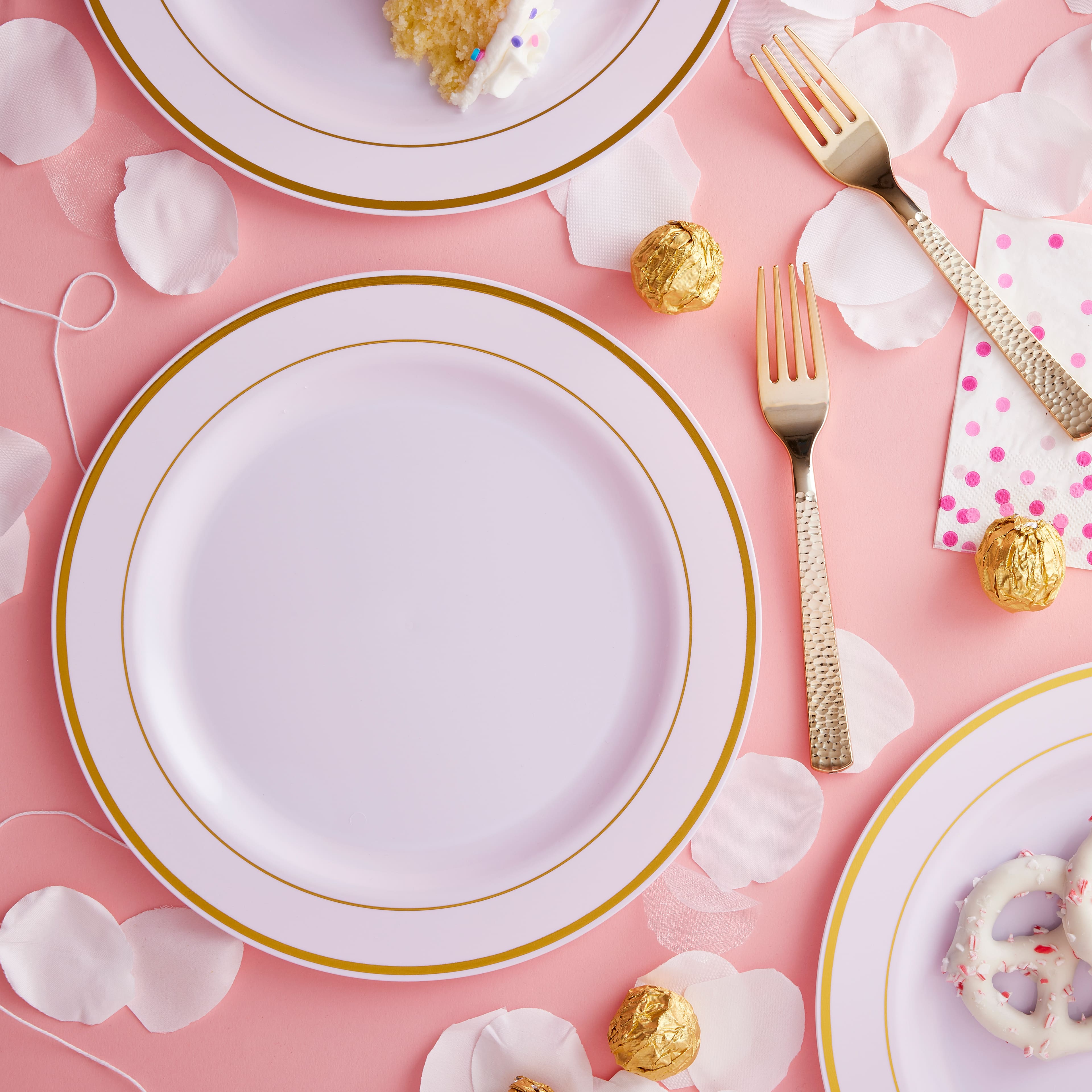 10.3" Round Banquet Plates with Gold Trim by Celebrate It™, 10ct.