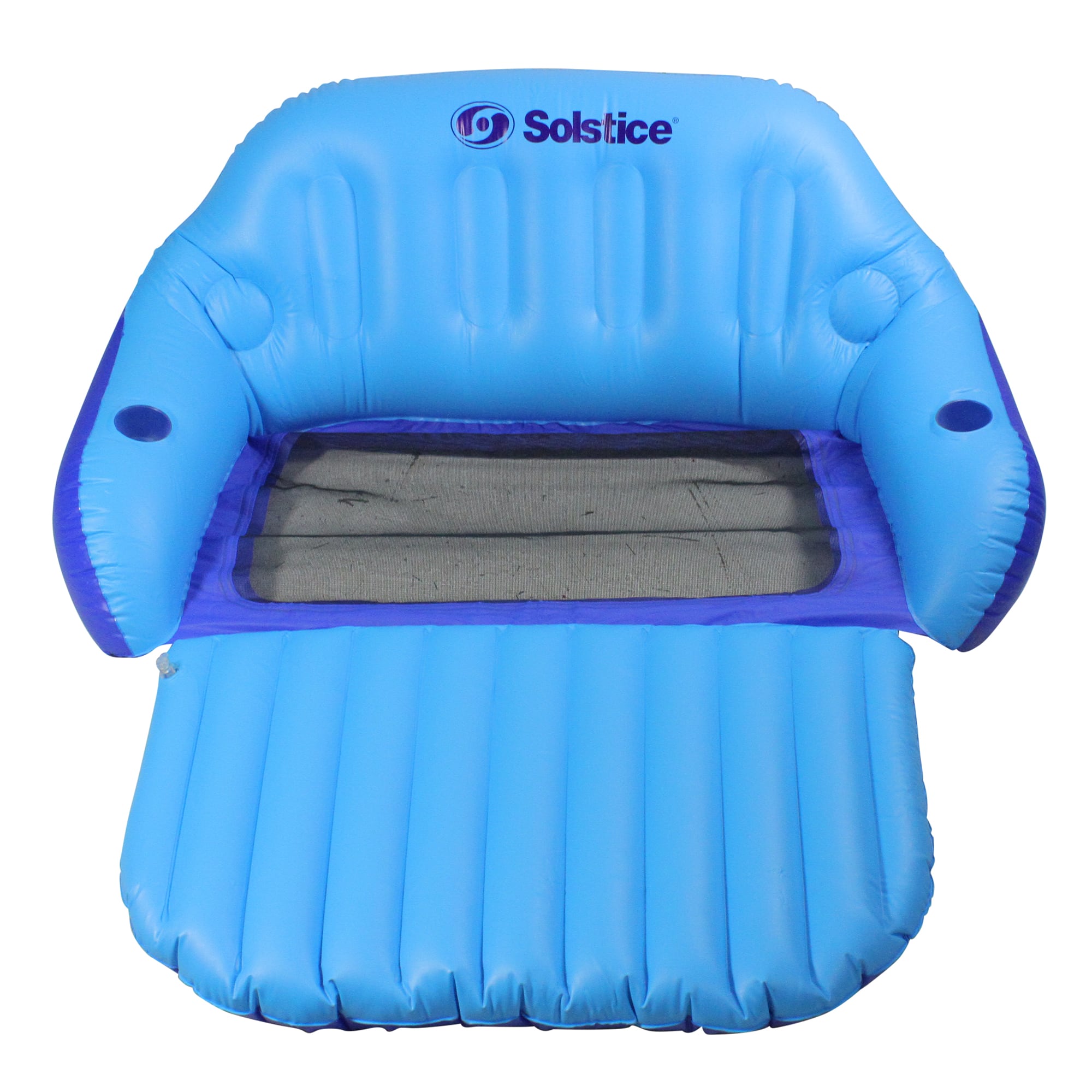 6ft. Inflatable Blue Love Seat Swimming Pool Float with Convertible Footrest