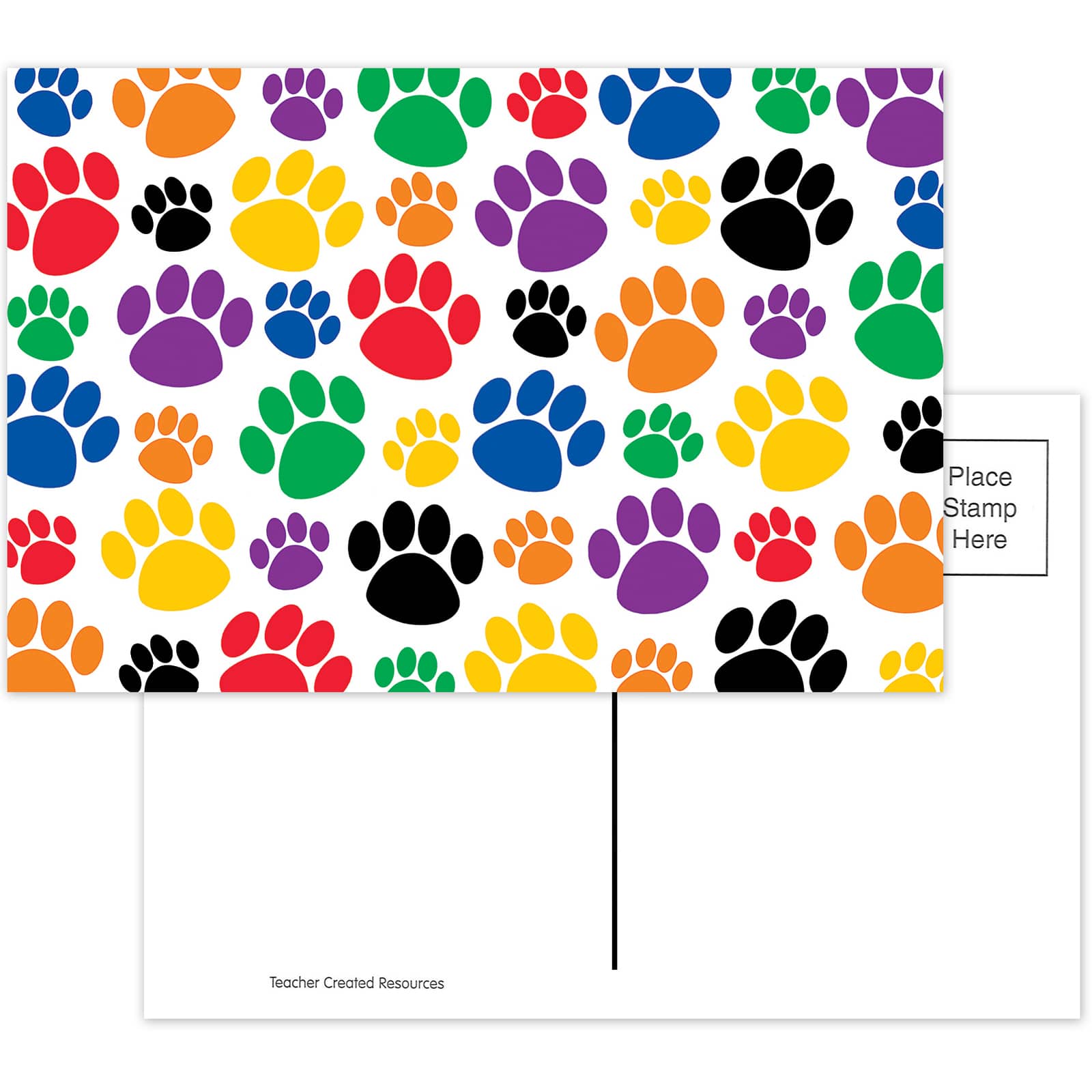 Teacher Created Resources Paw Prints Postcards, 6 Packs of 30