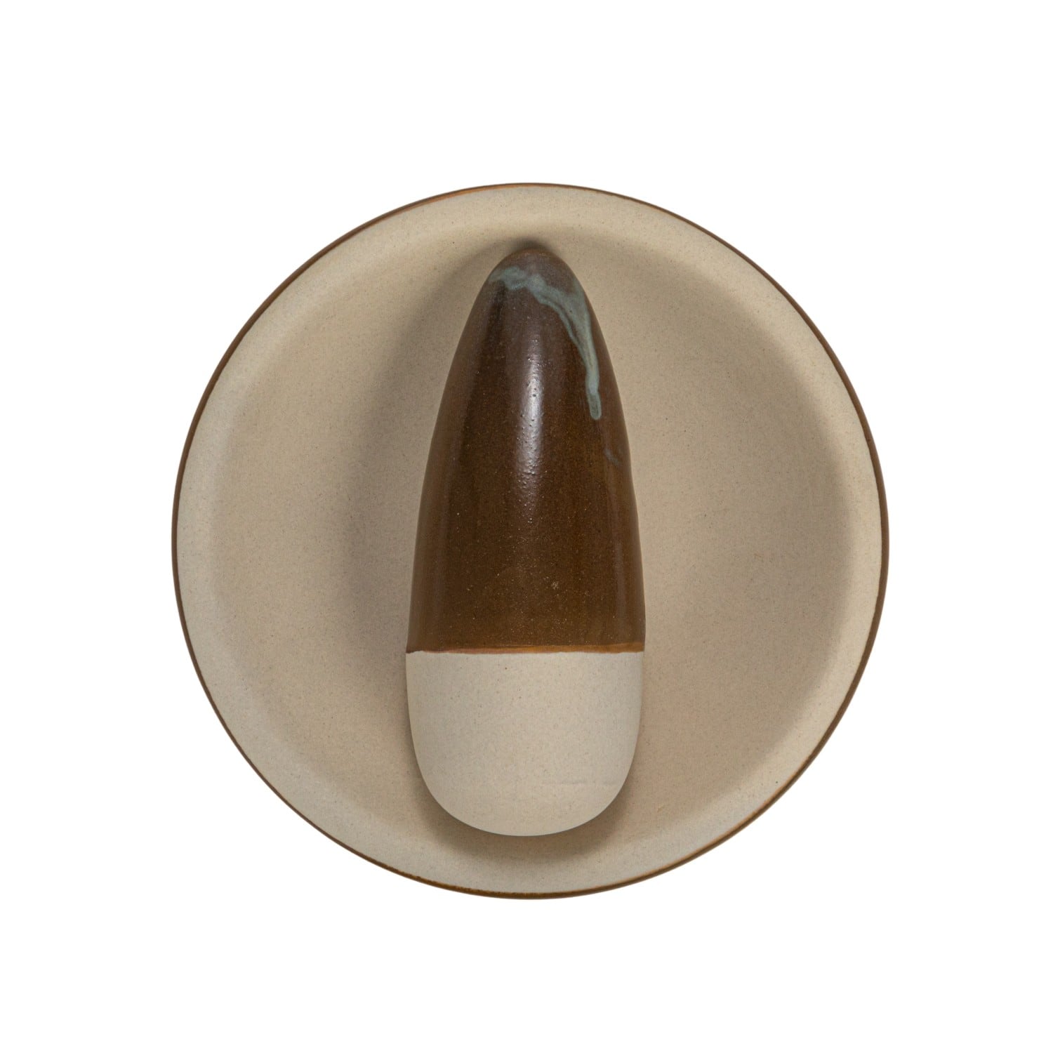 Hello Honey&#xAE; Brown &#x26; Cream Reactive Glaze Stoneware Mortar &#x26; Pestle