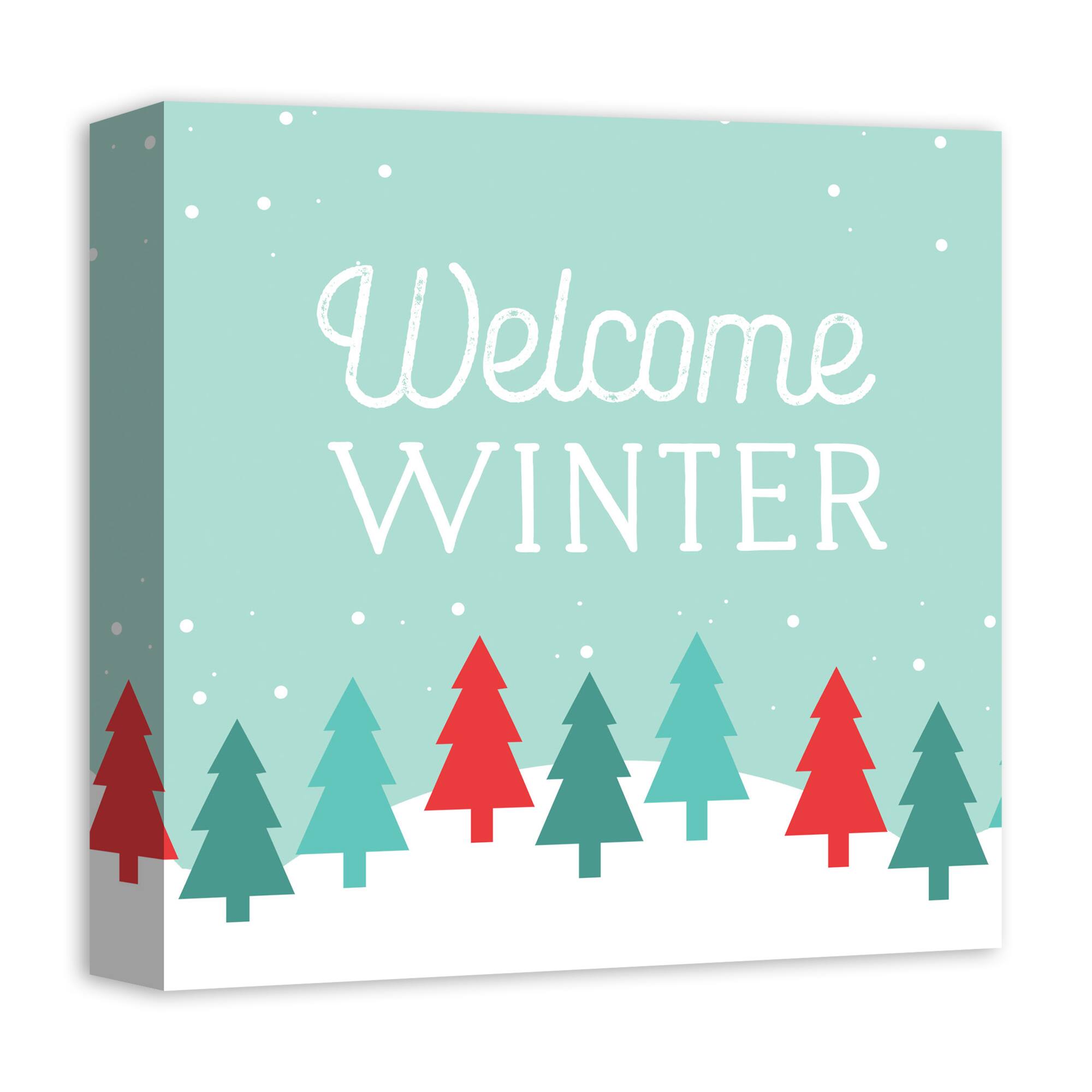 Welcome Winter Retro Forest 12x12 Canvas Wall Art