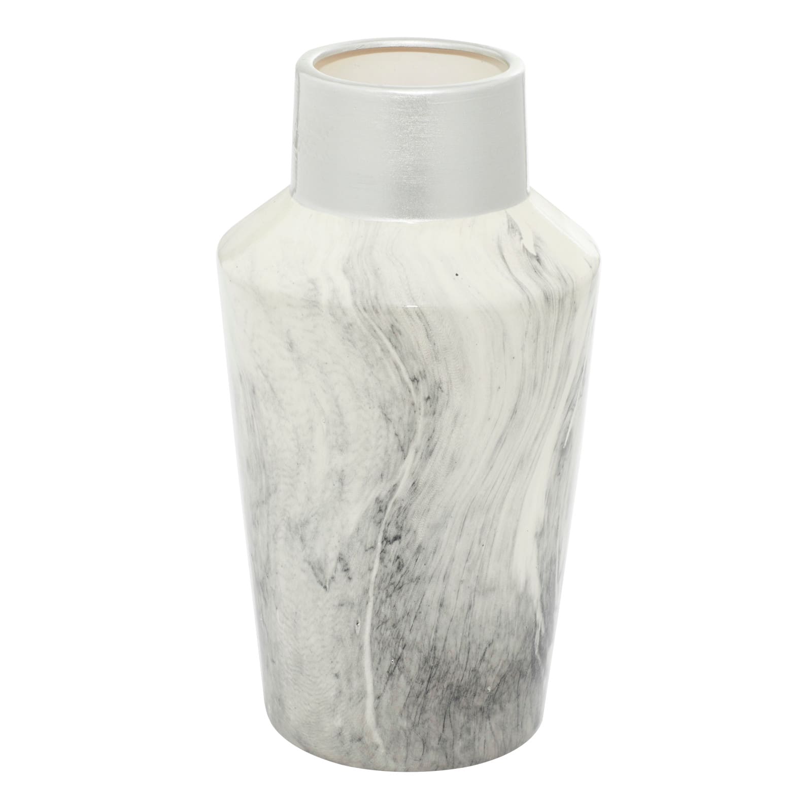 14&#x22; Gray Stoneware Contemporary Vase