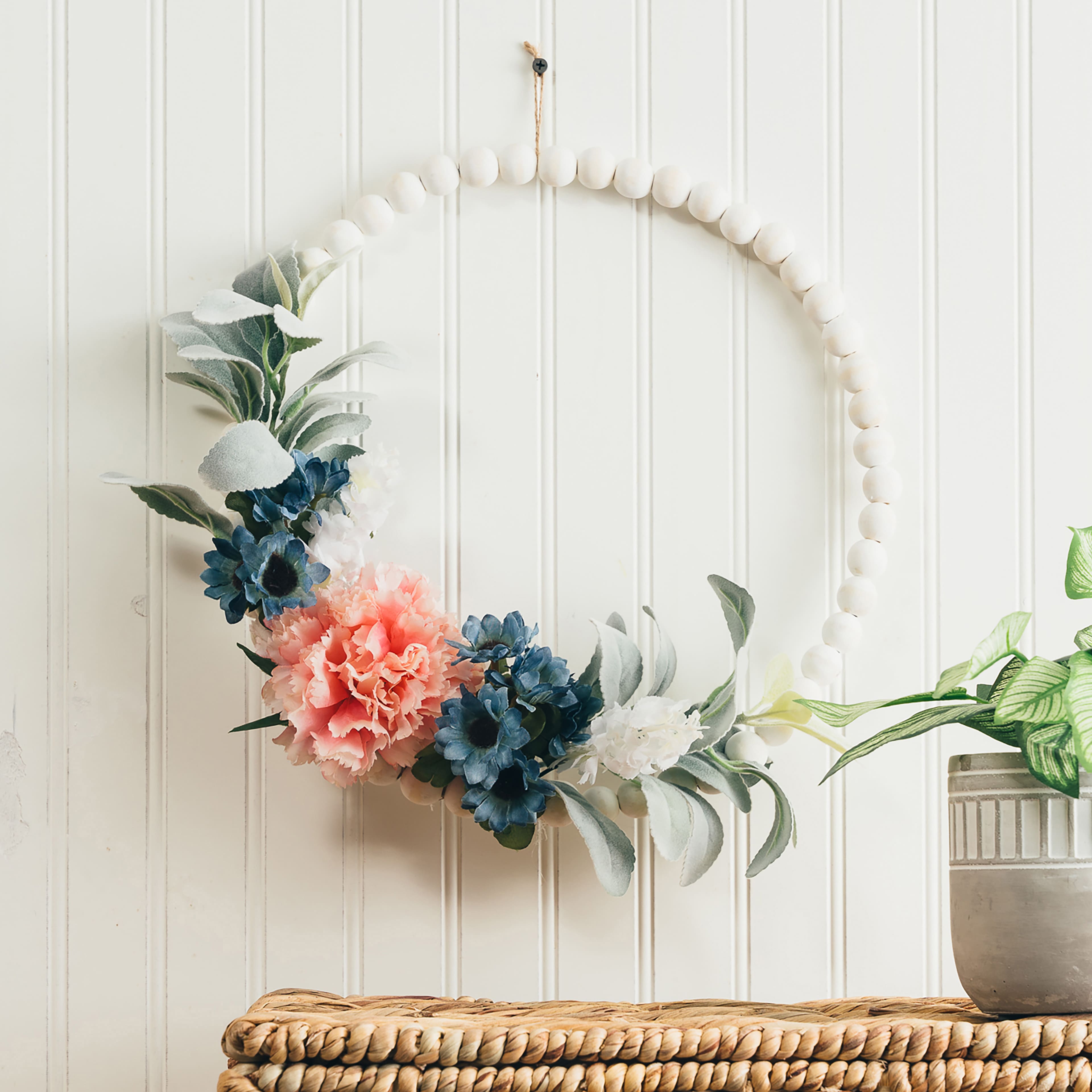 Unfinished Wood Bead Wreath