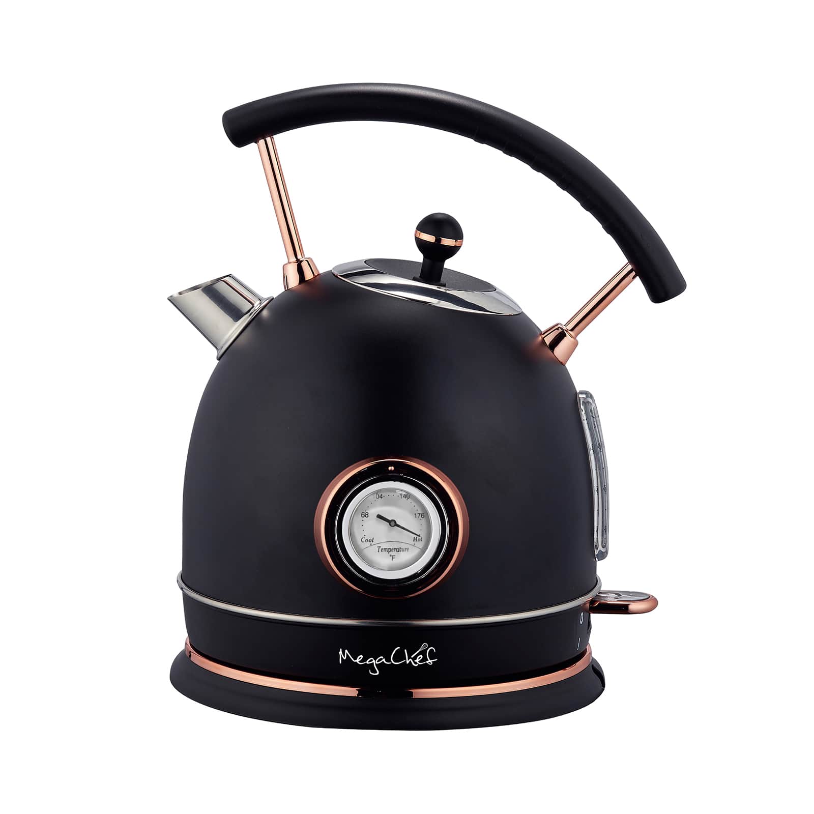 MegaChef 1.8L Matte Black Half Circle Electric Tea Kettle