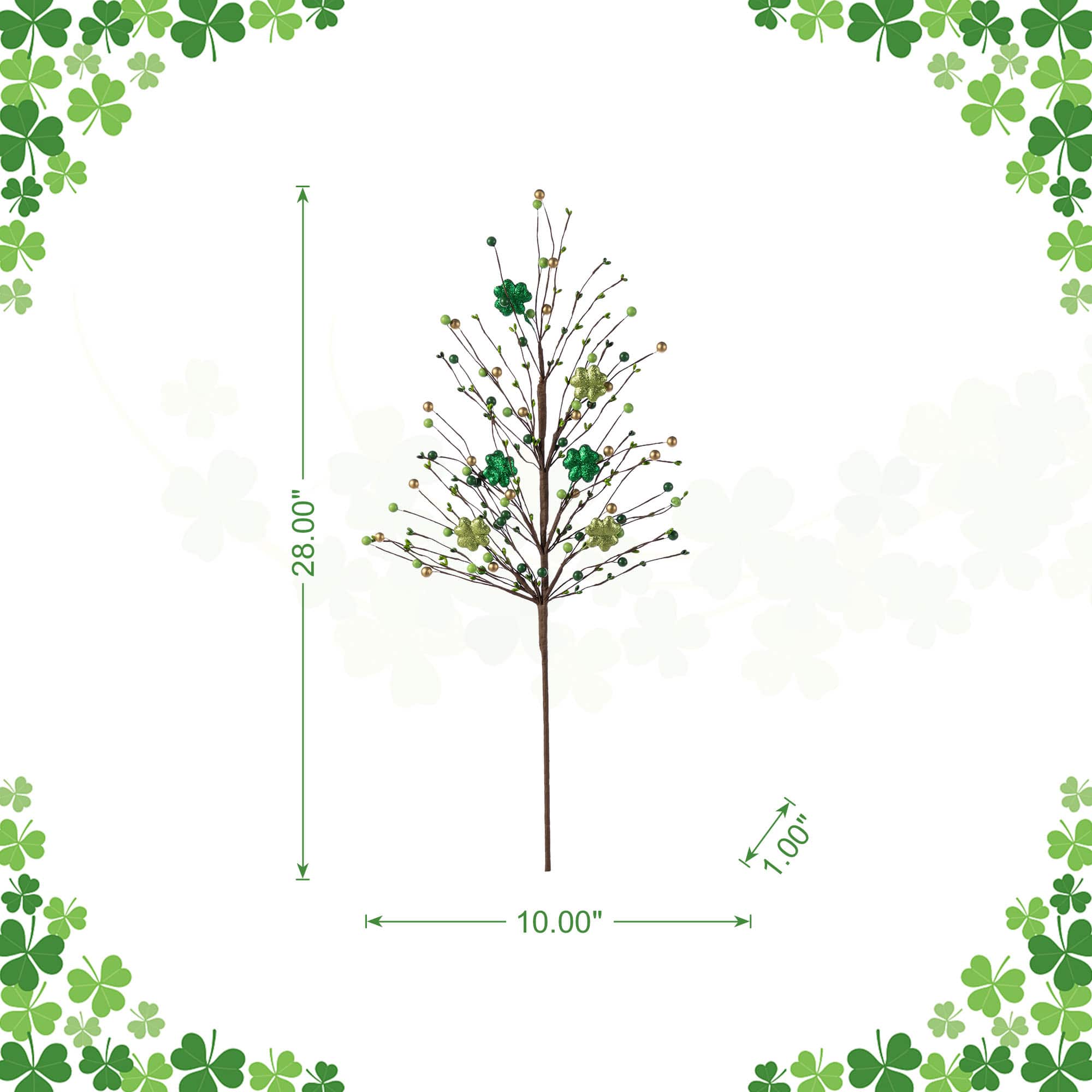 Glitzhome® 28" St. Patrick's Berry & Shamrock Picks Set