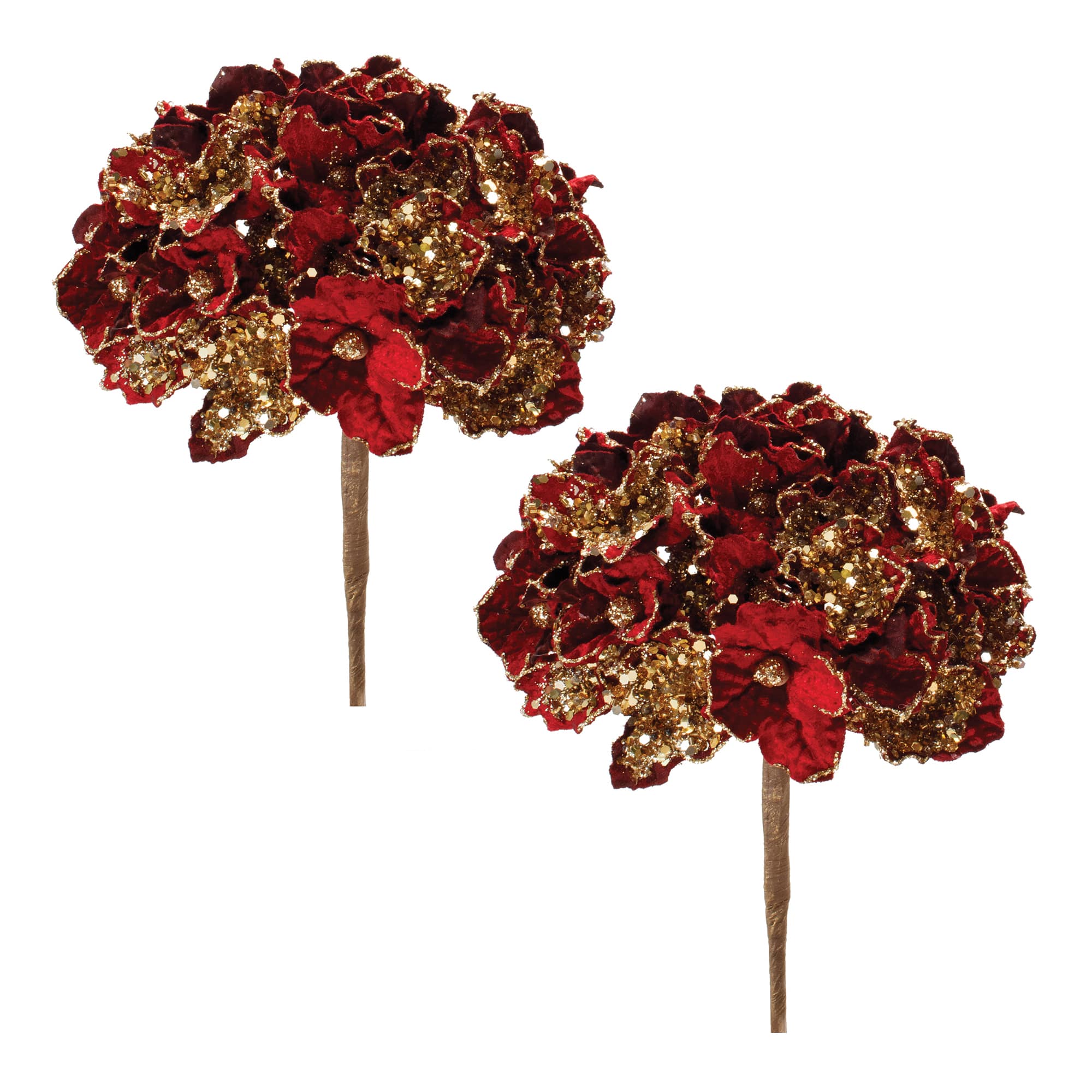 29.5" Beaded Velvet Hydrangea Flower Stems