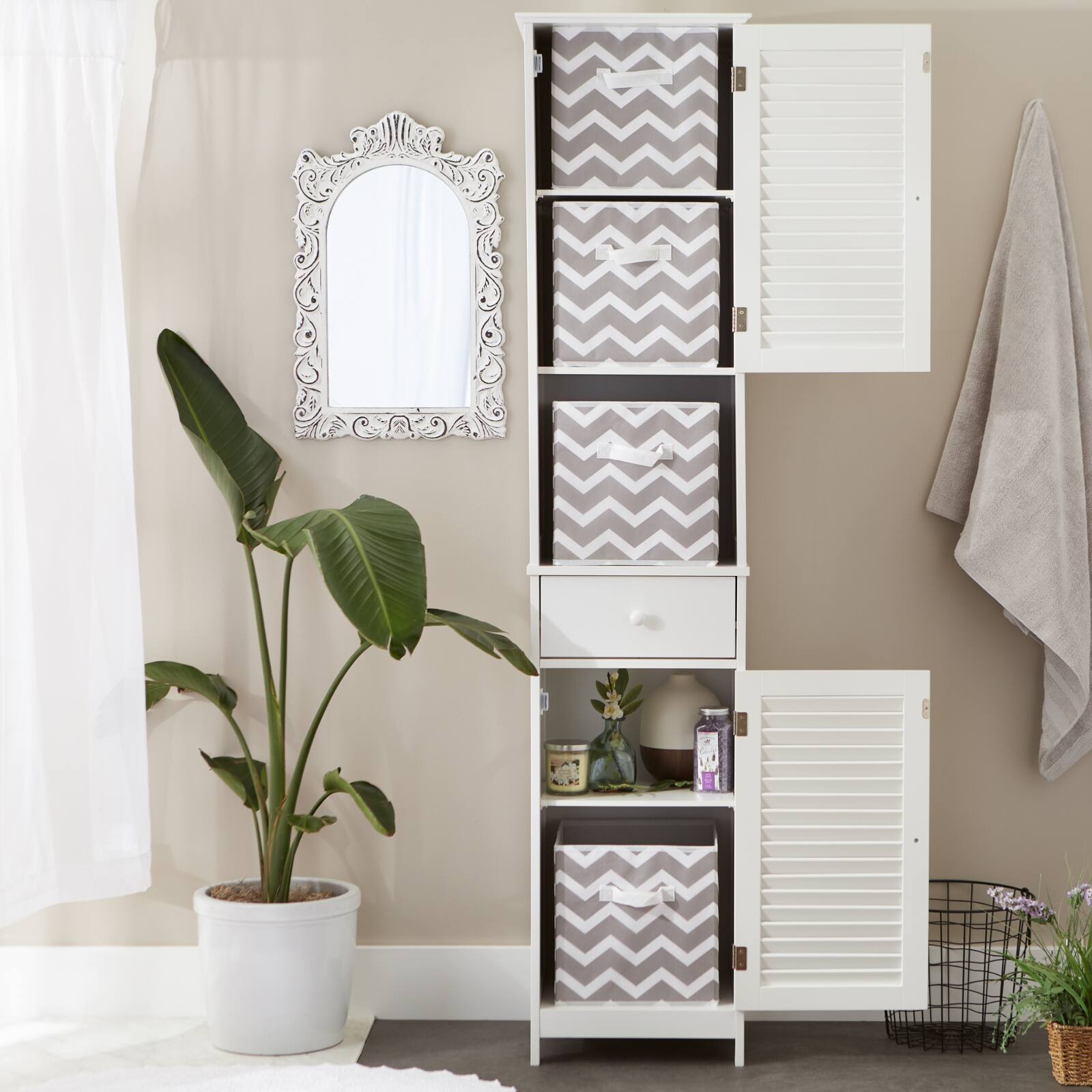 DII® 11" Gray Chevron Square Non-Woven Fabric Cubes, 4ct.