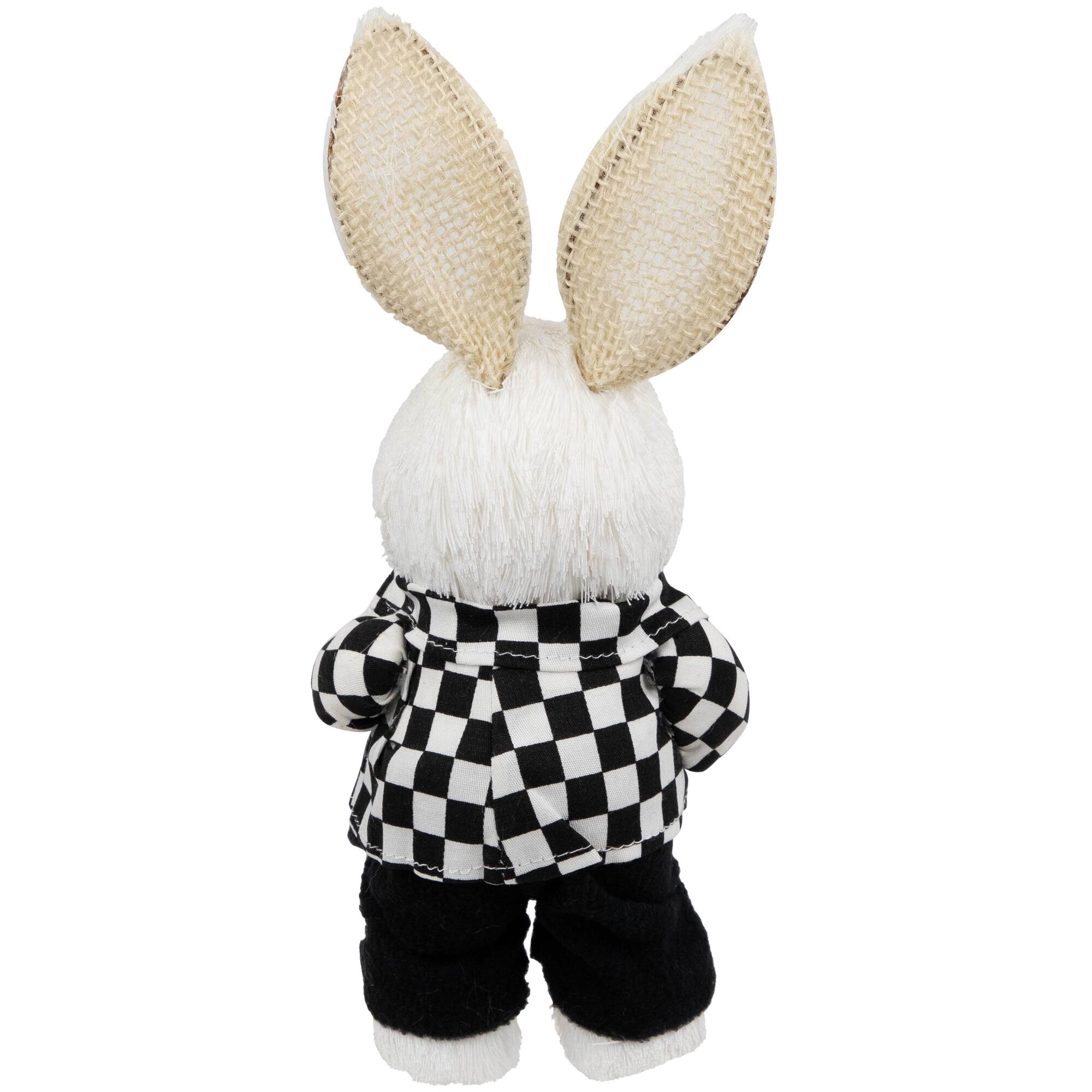 10" Boy Easter Rabbit Figurine in Checkered Jacket
