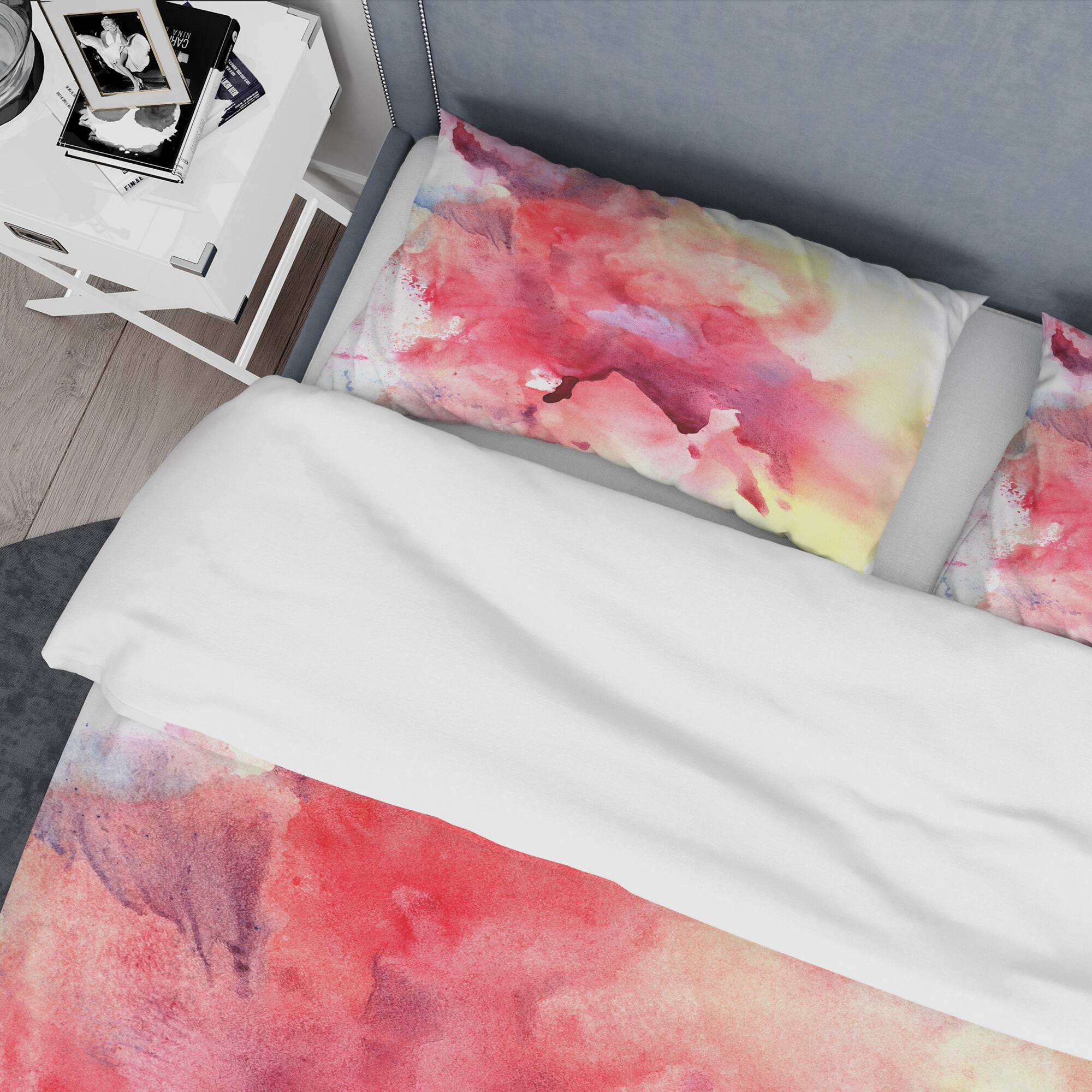 Designart &#x27;Abstract Composition of Pink and Purple&#x27; Mid-Century Modern Bedding Set - Duvet Cover &#x26; Shams