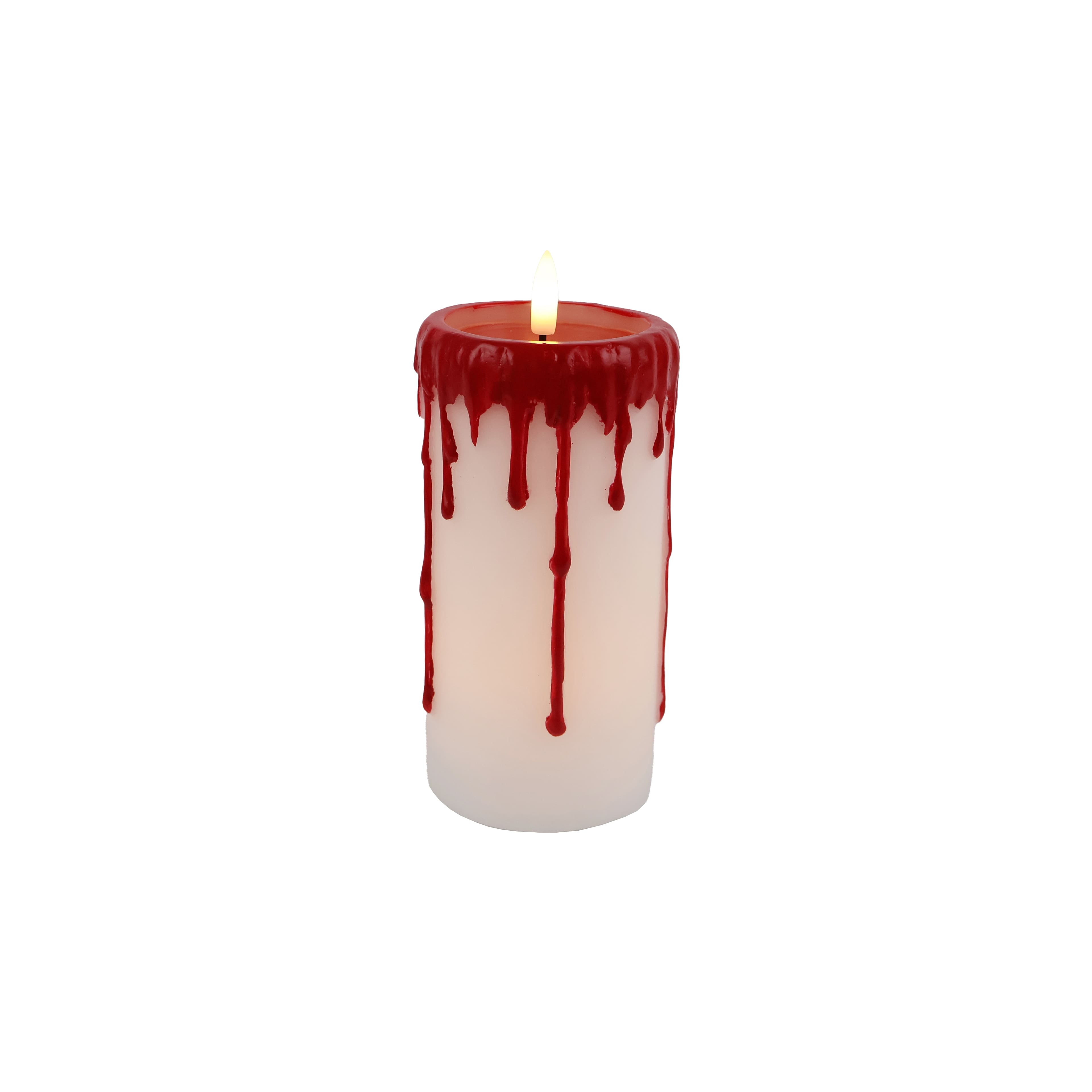 6&#x22; Red &#x26; White Dripping LED Wax Pillar Candle by Ashland&#xAE;