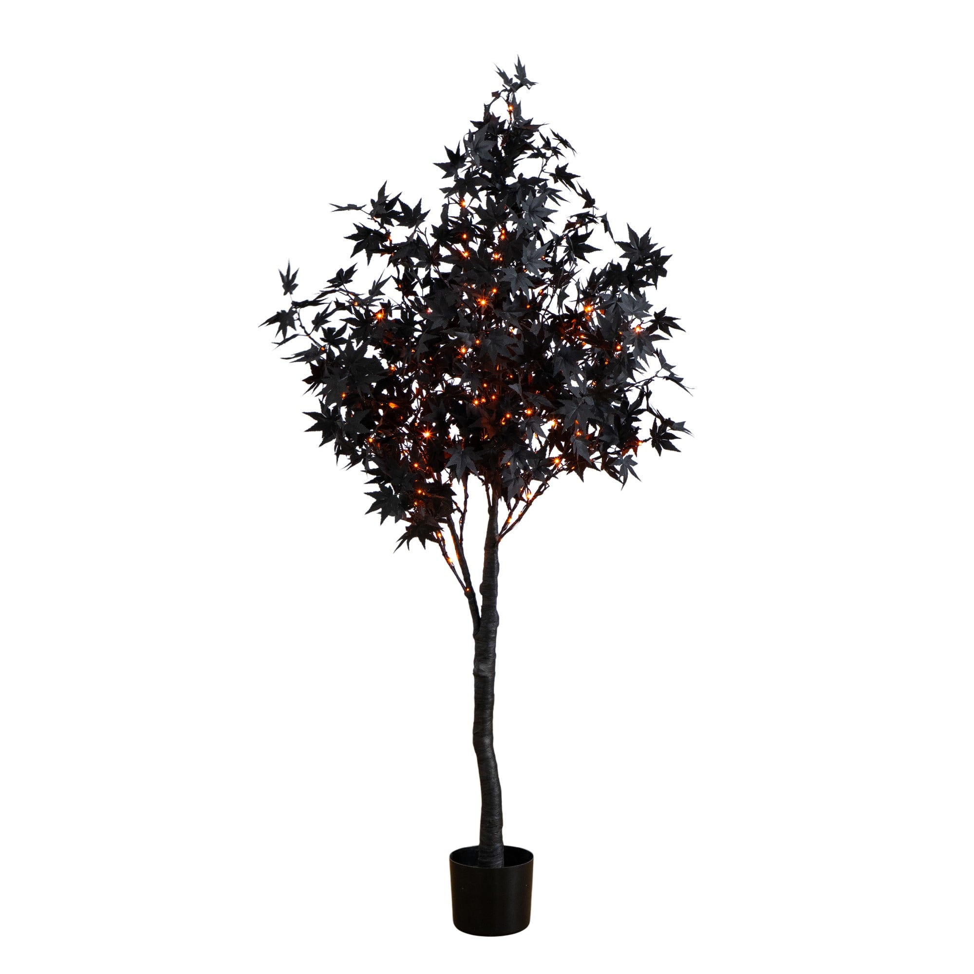 5ft. Pre-Lit Artificial Halloween Black Maple Tree with 240 Orange &#x26; Purple LED Lights