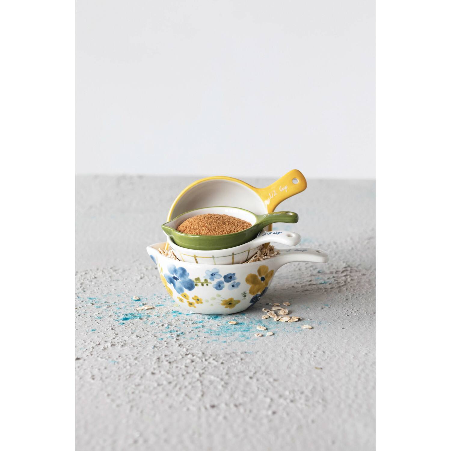 Hello Honey® Hand-Painted Stoneware Measuring Cup Set