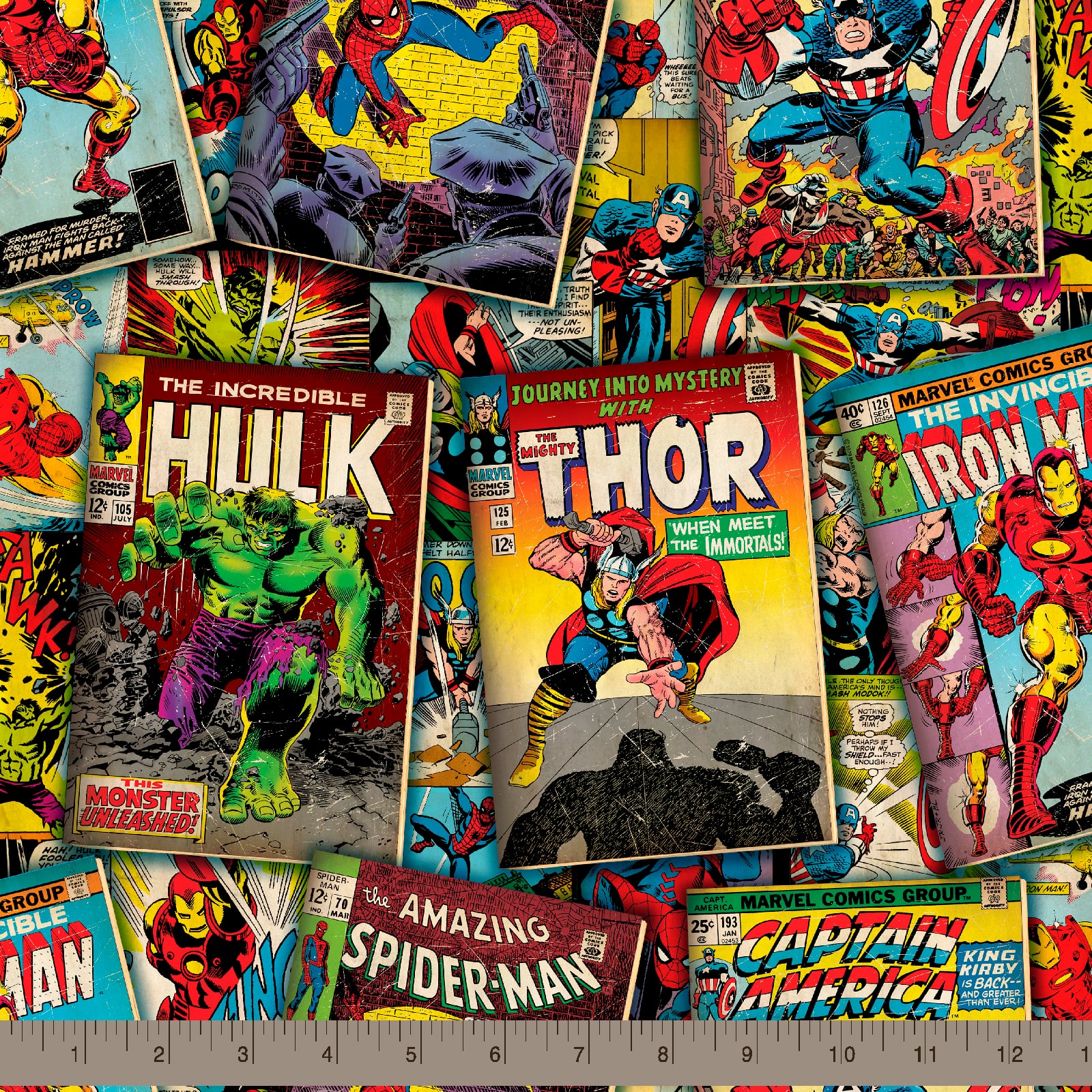 Marvel Retro Comics Covers Cotton Fabric