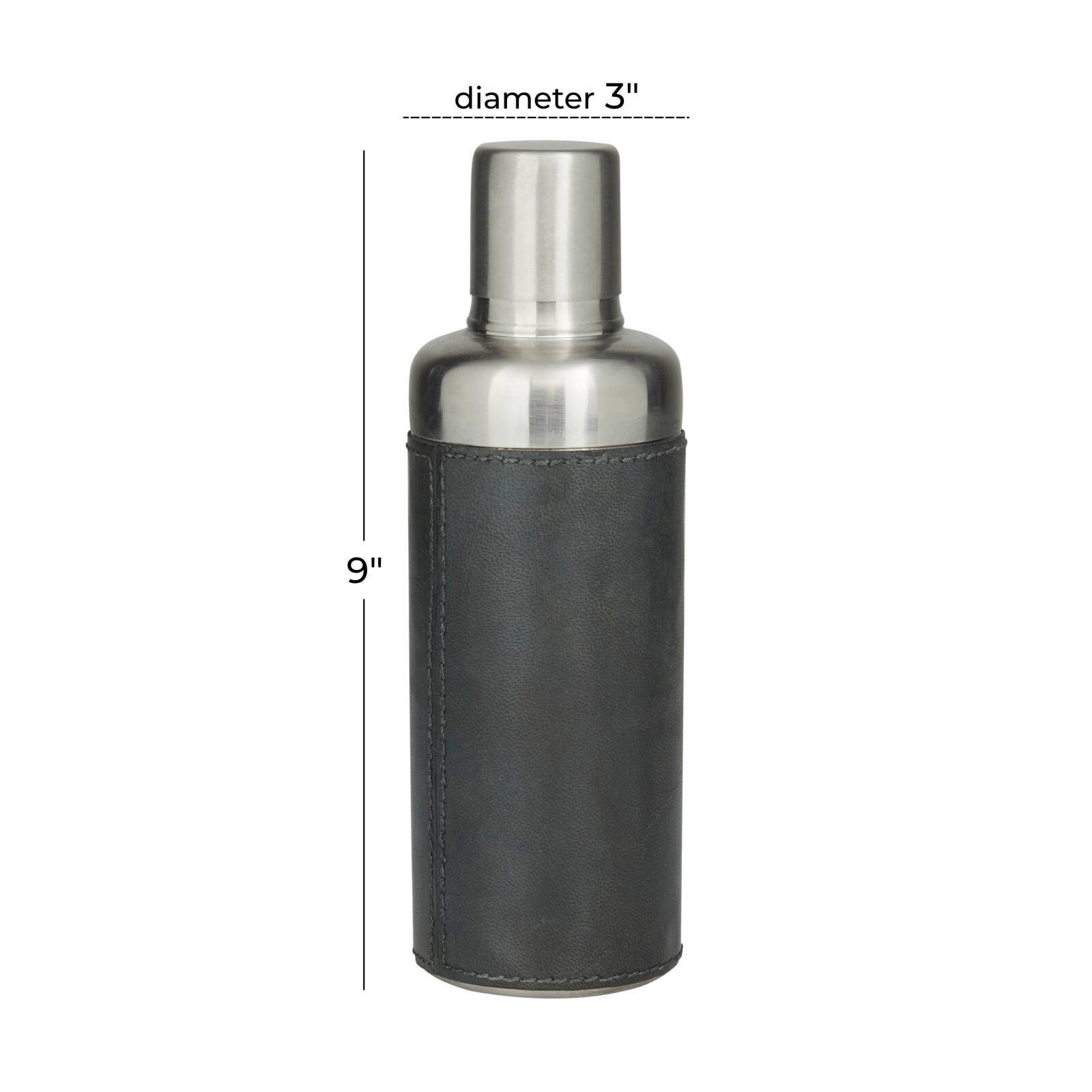 The Novogratz Dark Blue Modern Cocktail Shaker, 3" x 3" x 9"