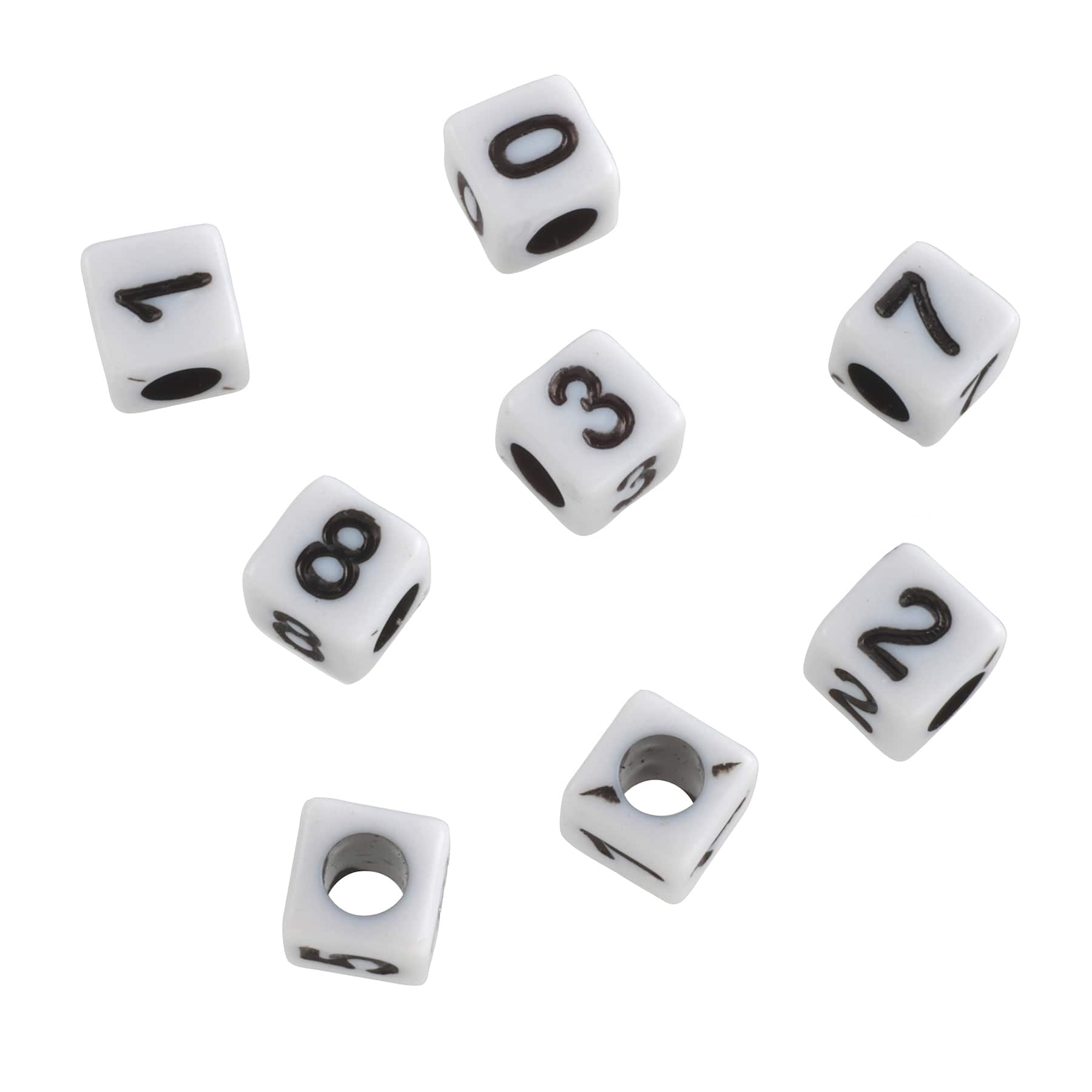 12 Pack: White Number Acrylic Cube Beads, 5mm by Bead Landing&#x2122;