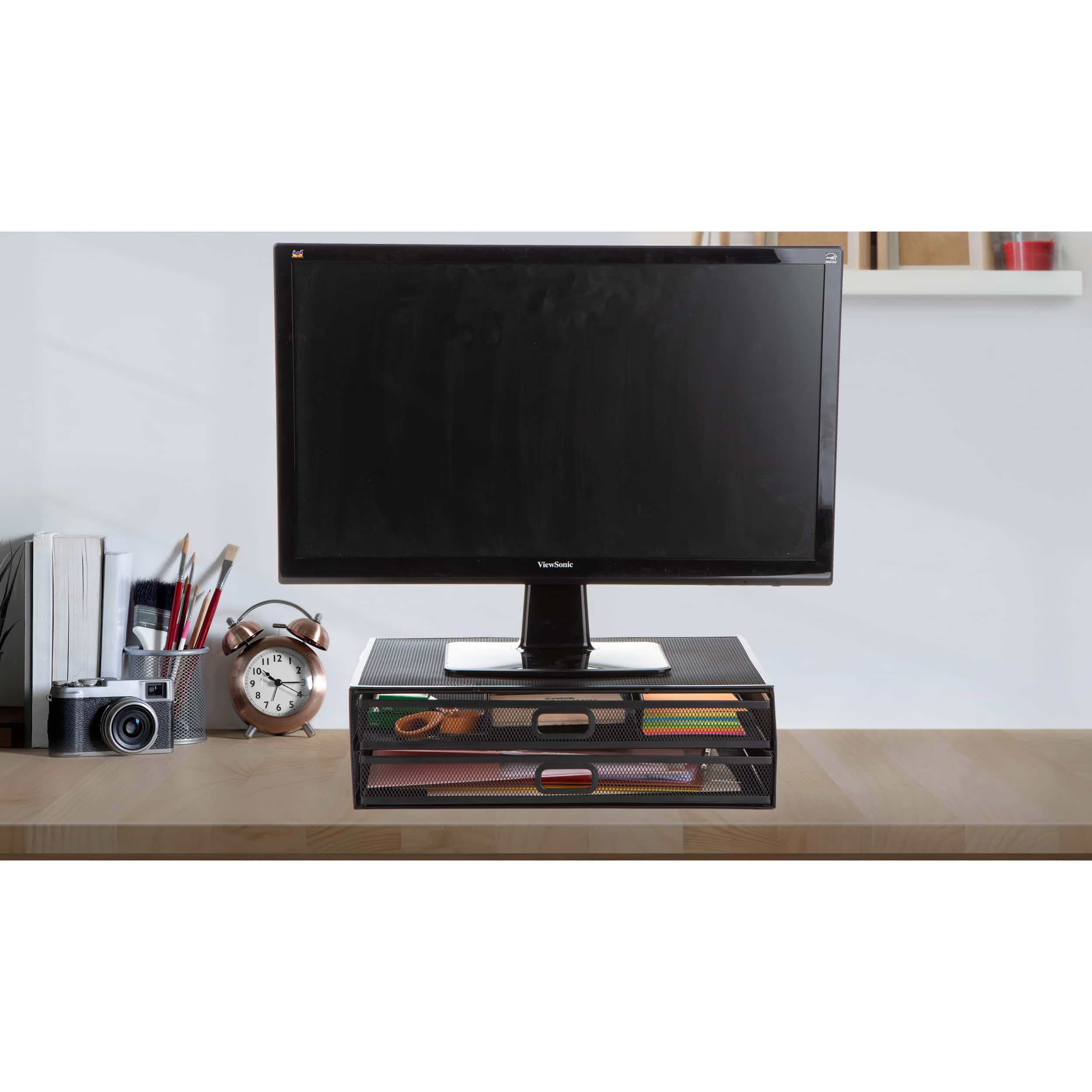Mind Reader Monitor Stand with Drawer Storage
