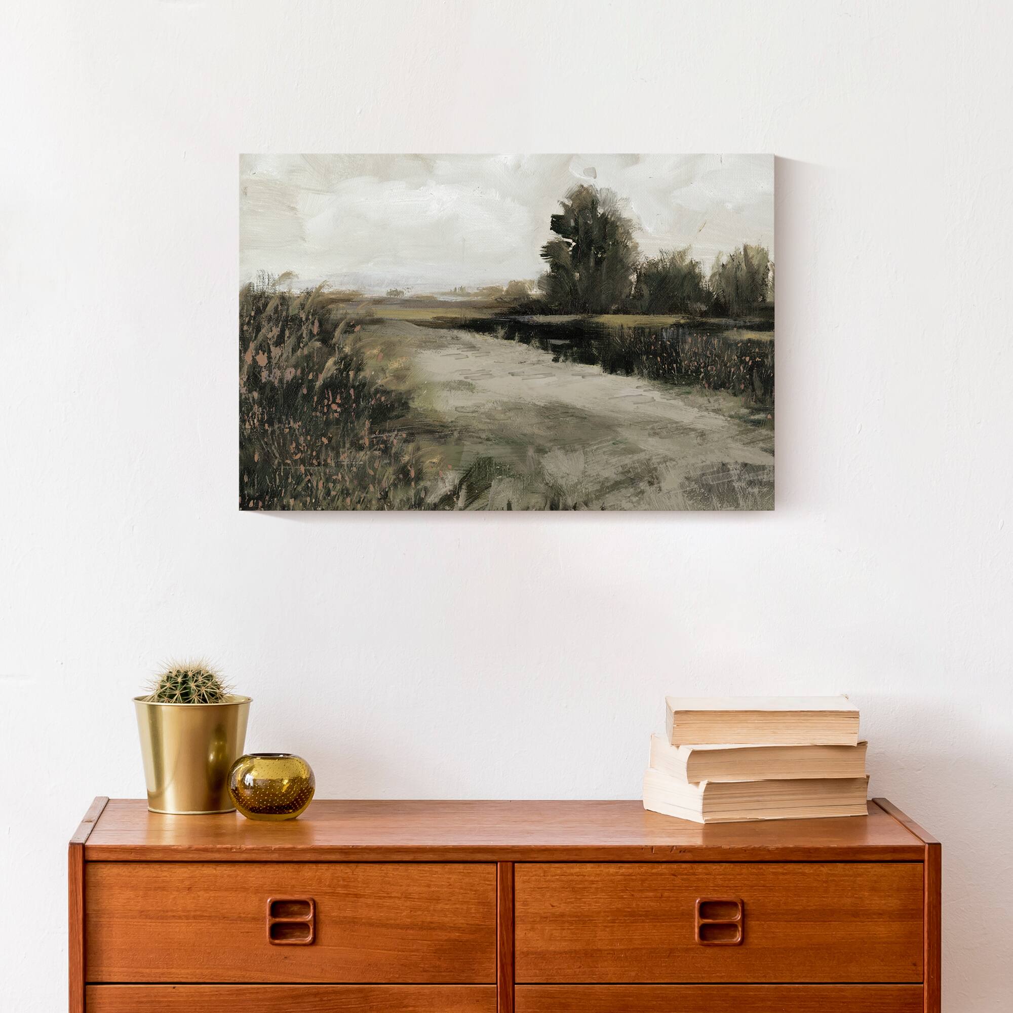 Antique Moody Landscape 18&#x22; x 12&#x27; Canvas Wall Art