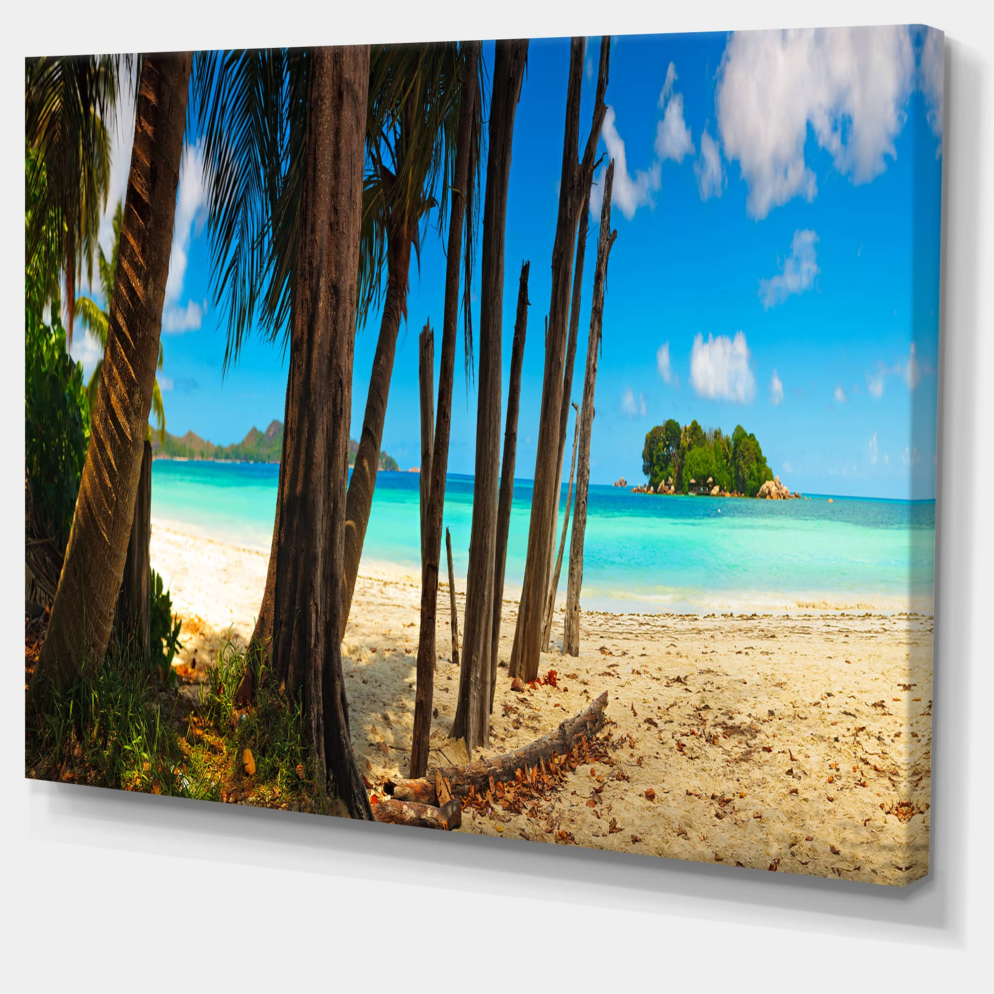 Designart - Praslin Island Tropical Beach Panorama - Modern Seascape Canvas Artwork