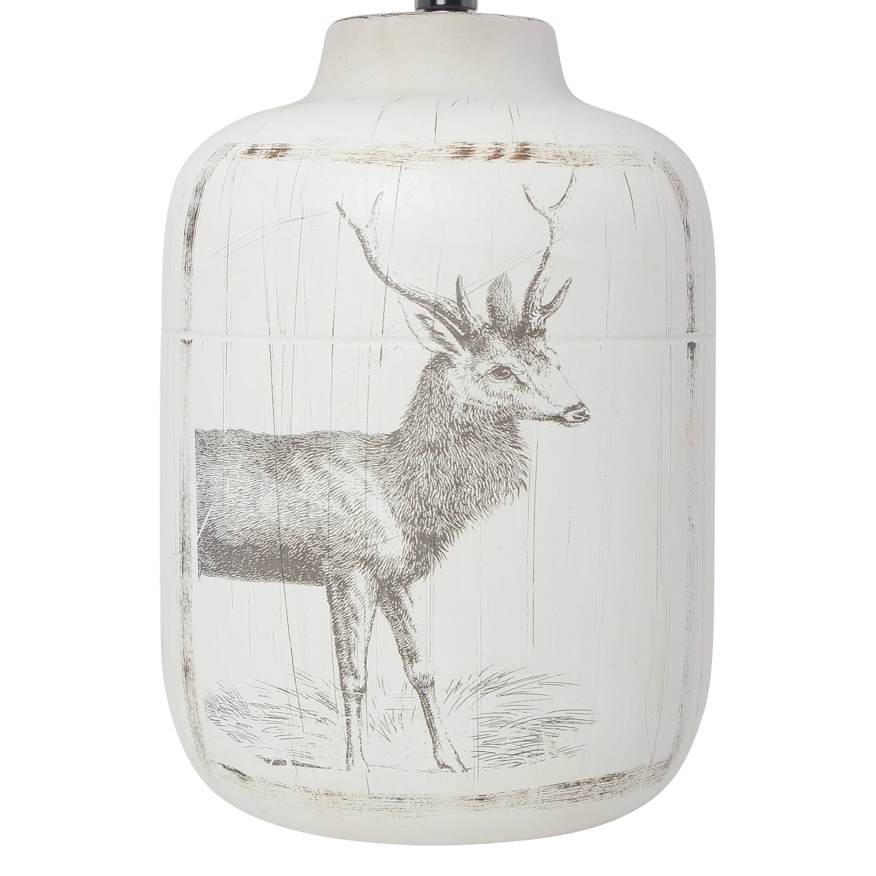 Simple Designs™ 18" Rustic Deer Buck Nature Printed Ceramic Table Lamp