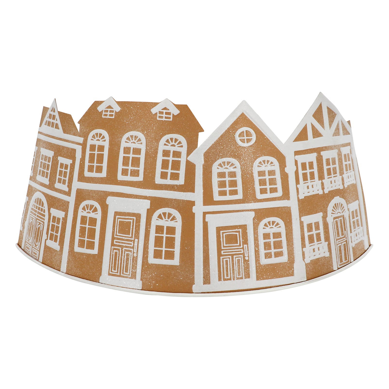26.75&#x22; Brown &#x26; White Metal Gingerbread Village Tree Collar by Ashland&#xAE;