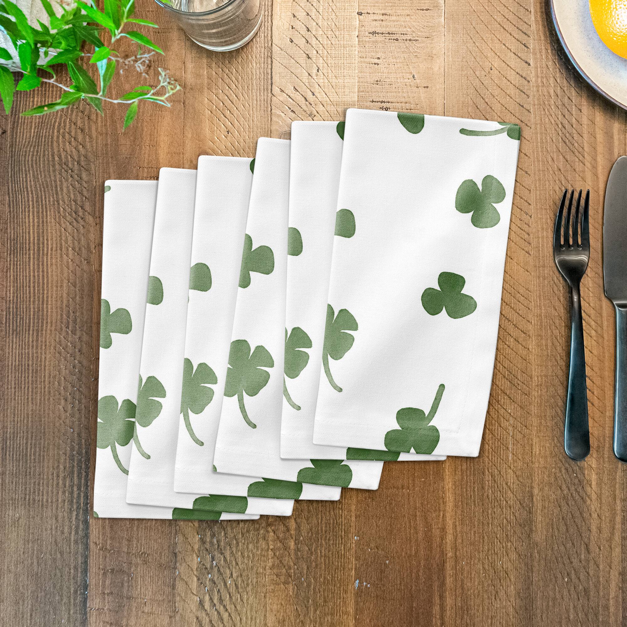 Tiny Shamrock Pattern 10" x 10" Cotton Twill Napkin