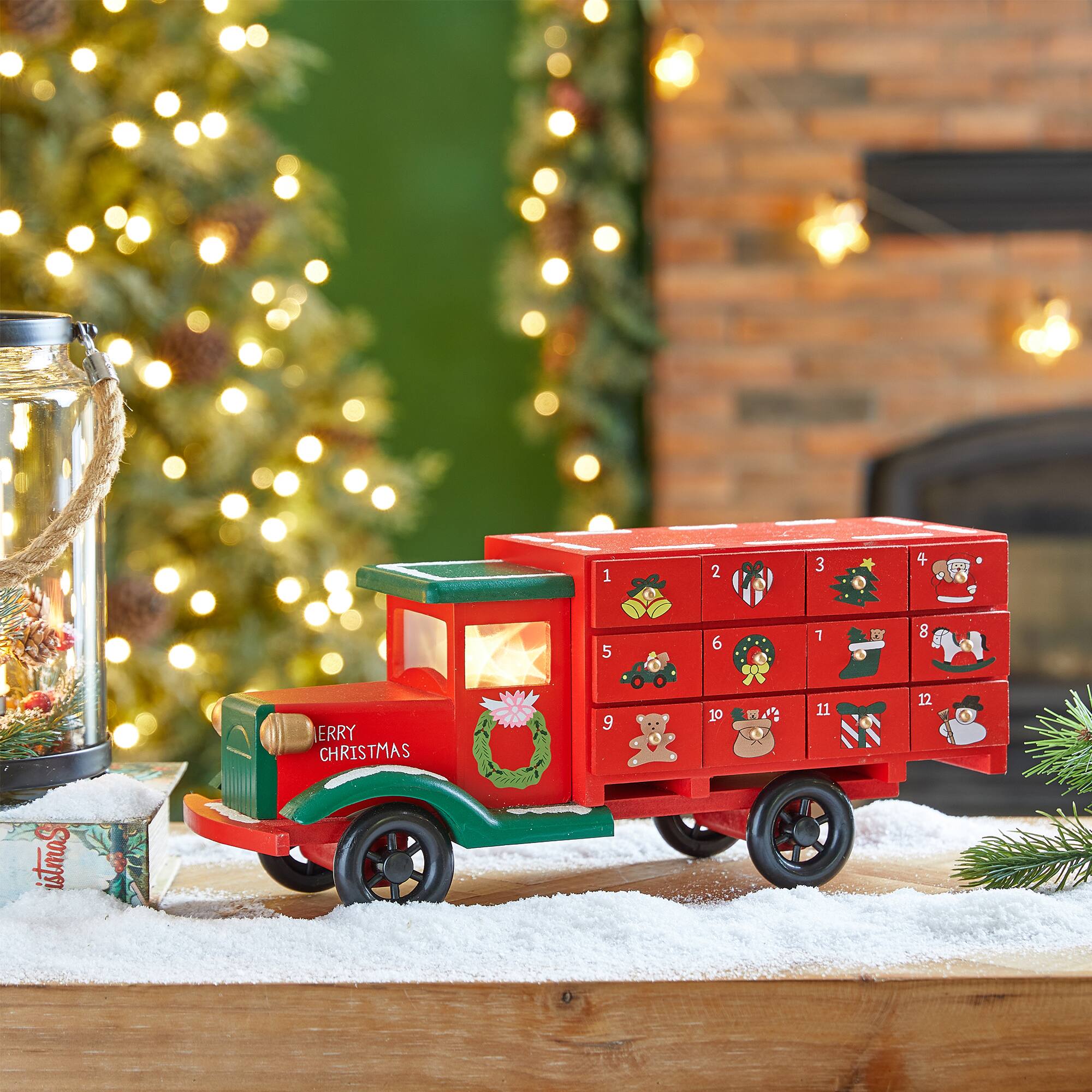 Glitzhome&#xAE; 14.5&#x22; Christmas Truck Countdown D&#xE9;cor