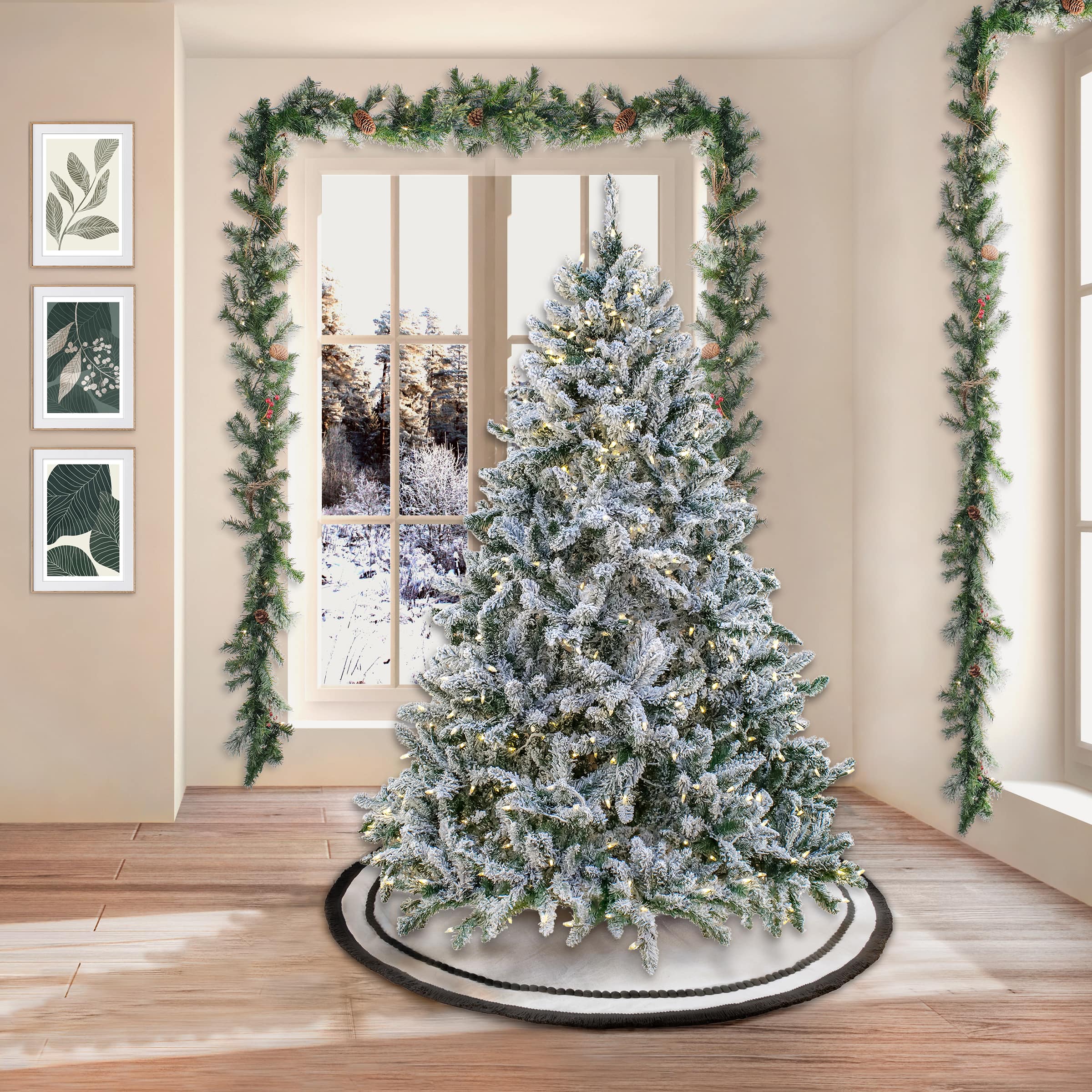 6.5ft. Pre-Lit Snowy Hudson Artificial Christmas Tree, Warm White LED Lights