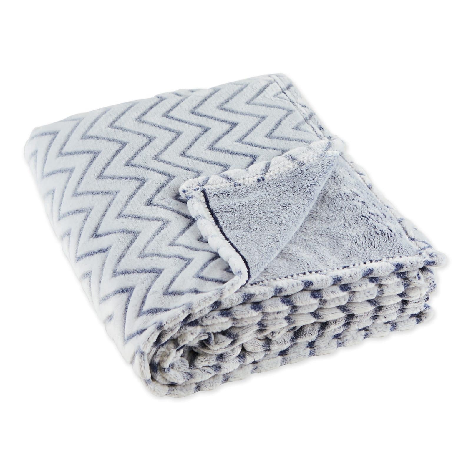 DII&#xAE; French Blue Chevron Plush Throw