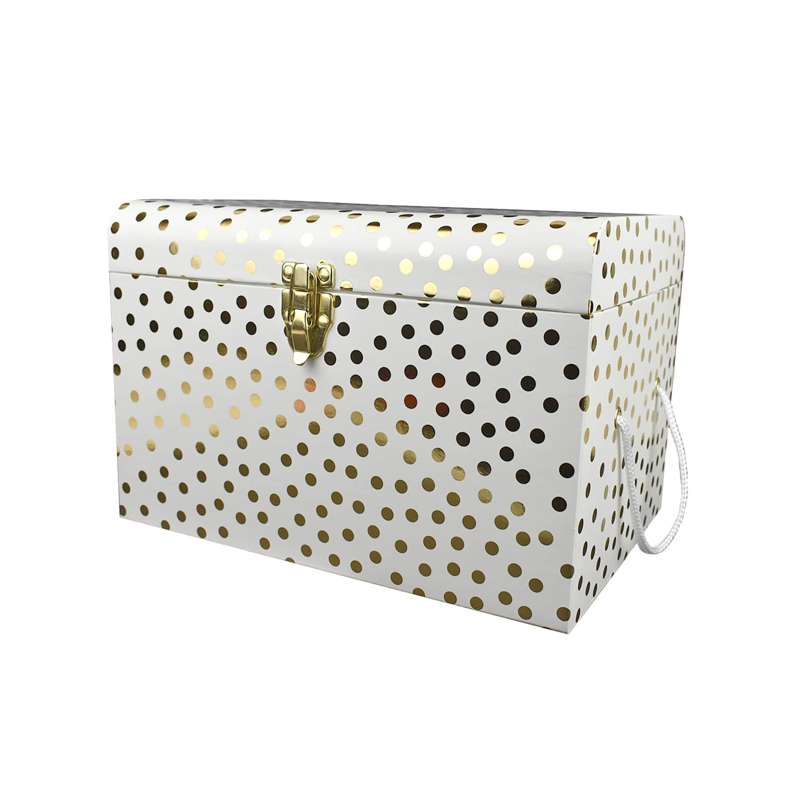 Large White &#x26; Gold Dots Decorative Trunk by Ashland&#xAE;
