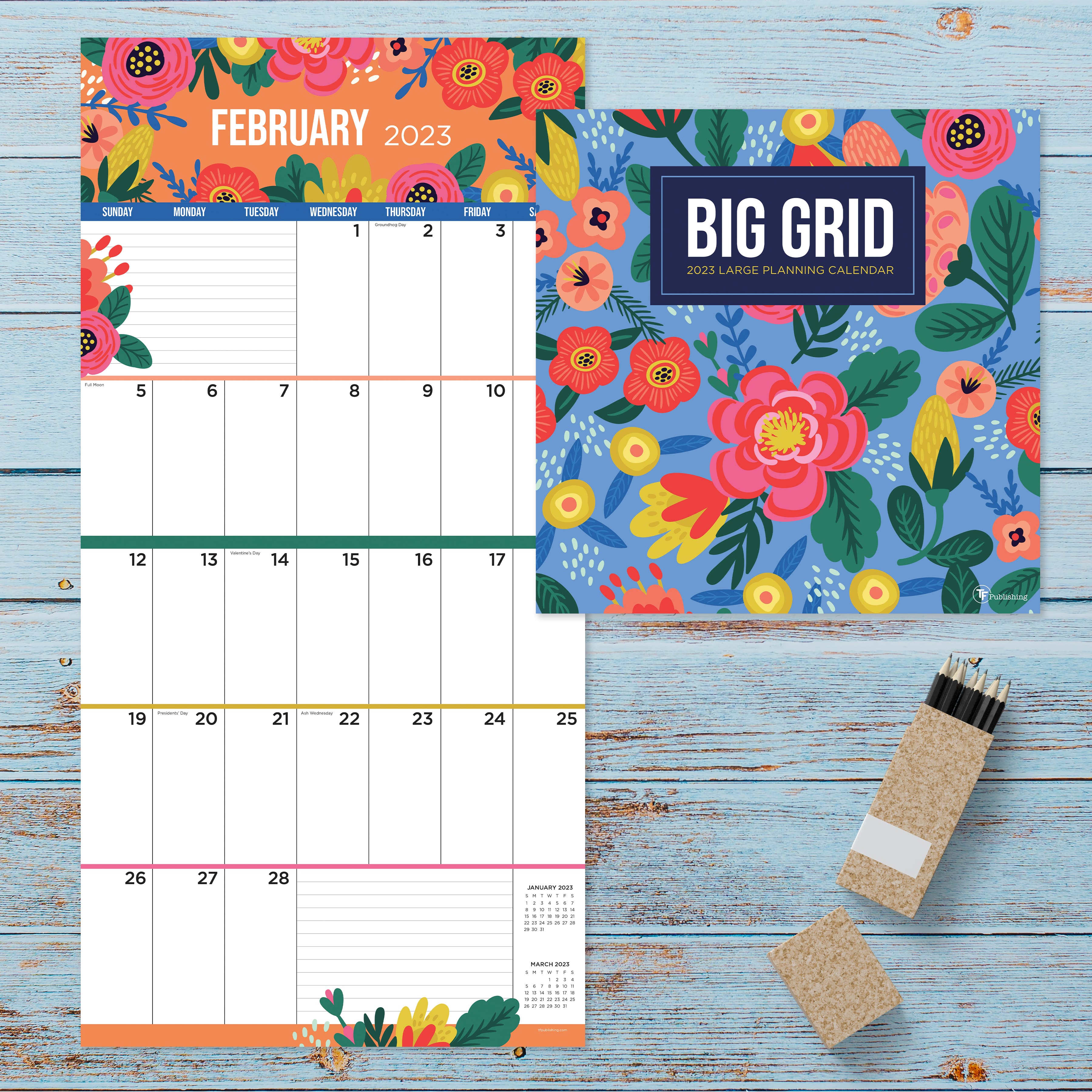 2023 Floral Big Grid Wall Calendar | Michaels