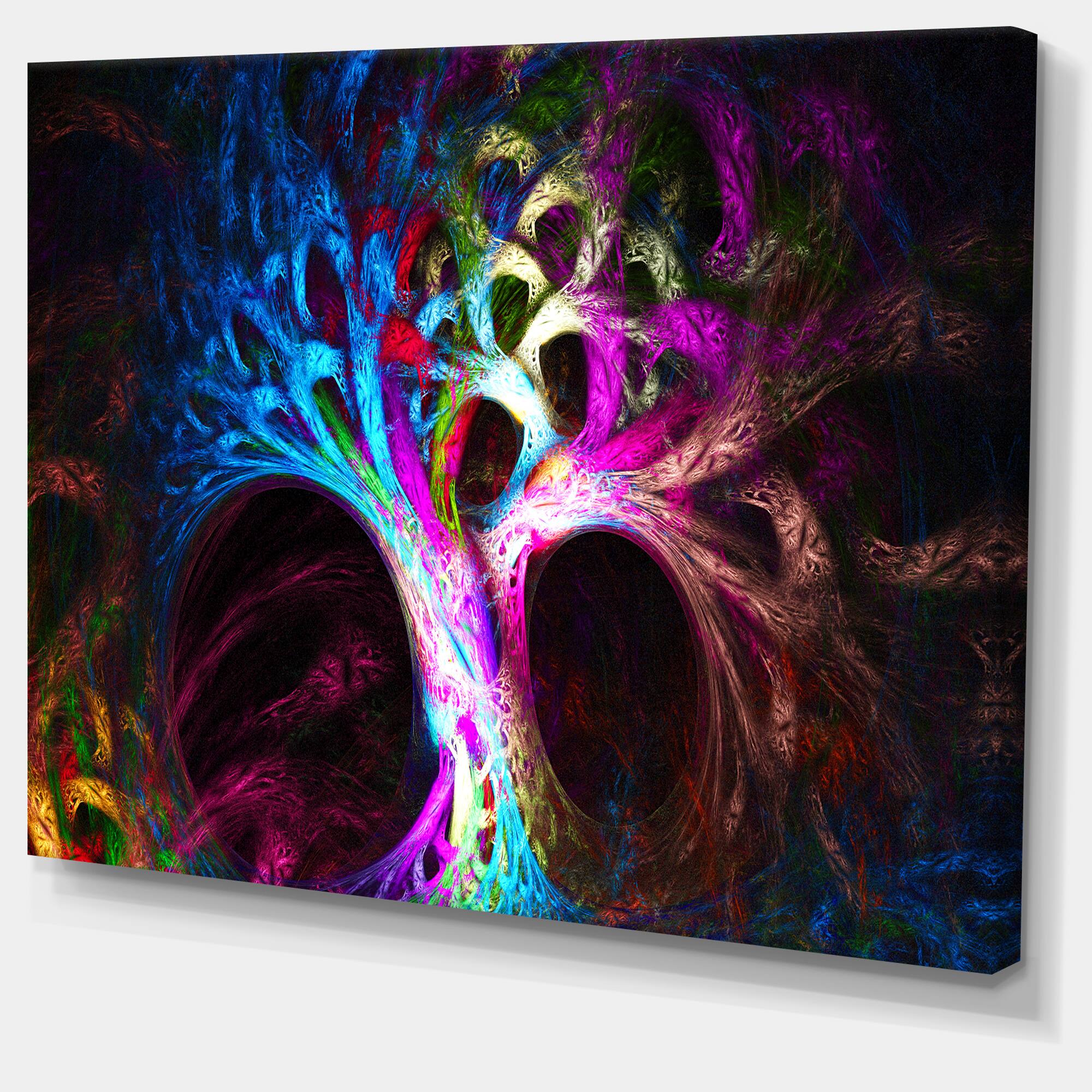 Designart - Magical Multi color Psychedelic Tree - Abstract Canvas Art Print