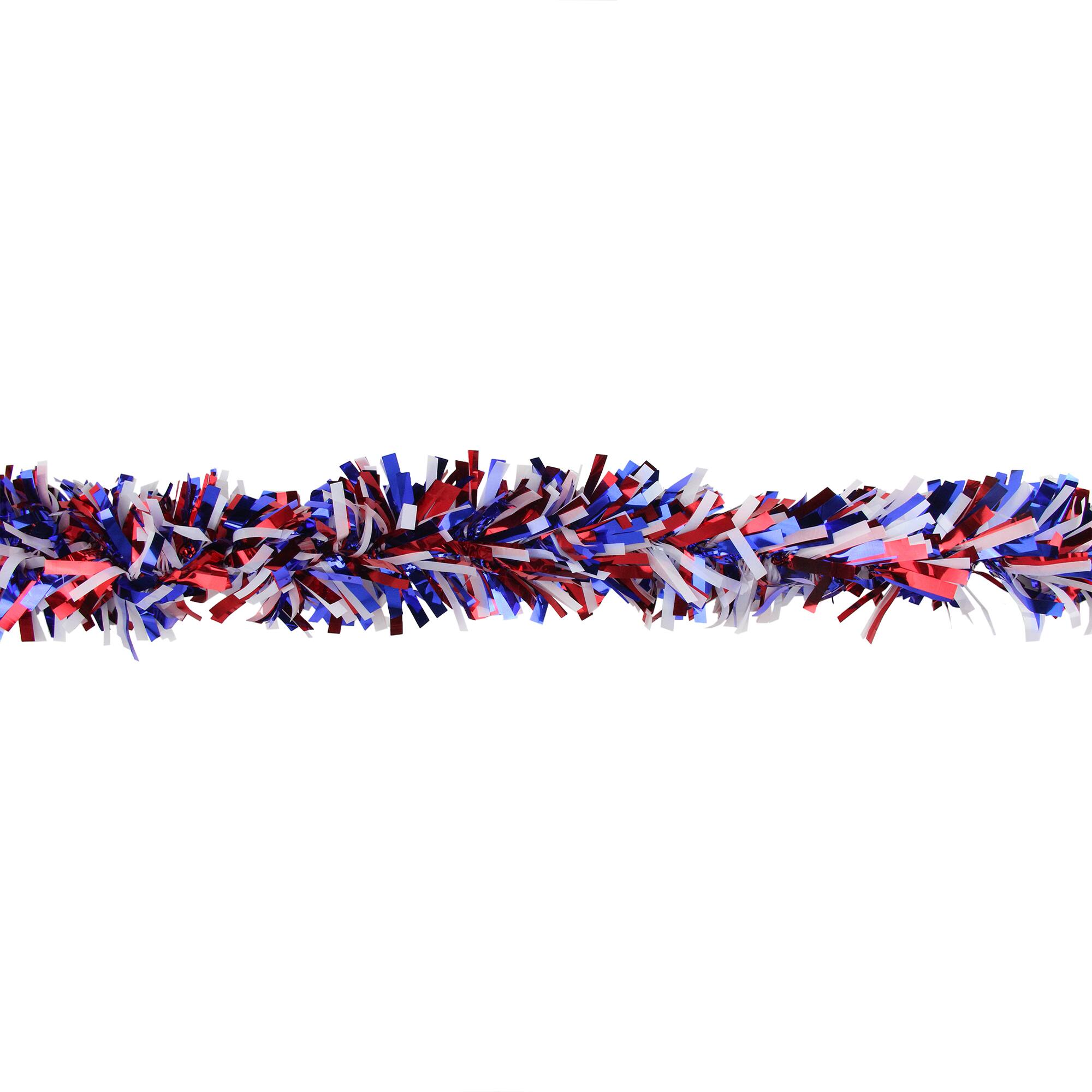 12ft. Red, White & Blue Wide Cut Patriotic Tinsel Garland