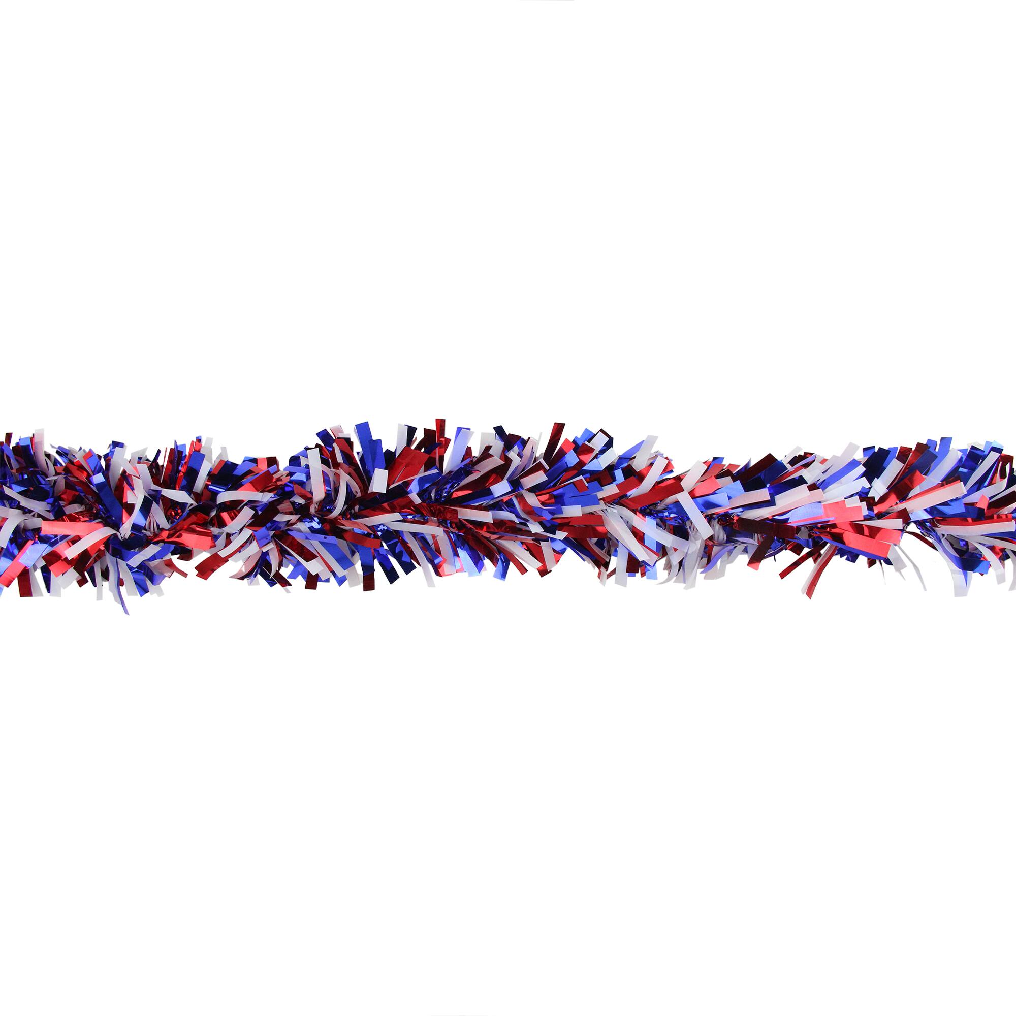 12ft. Red, White &#x26; Blue Wide Cut Patriotic Tinsel Garland