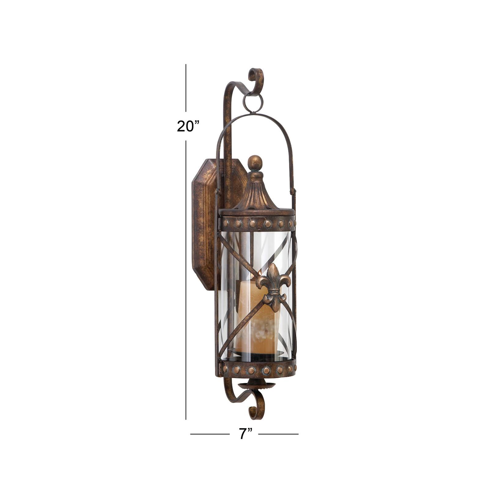 20'' Bronze Glass Decorative Candle Wall Sconce