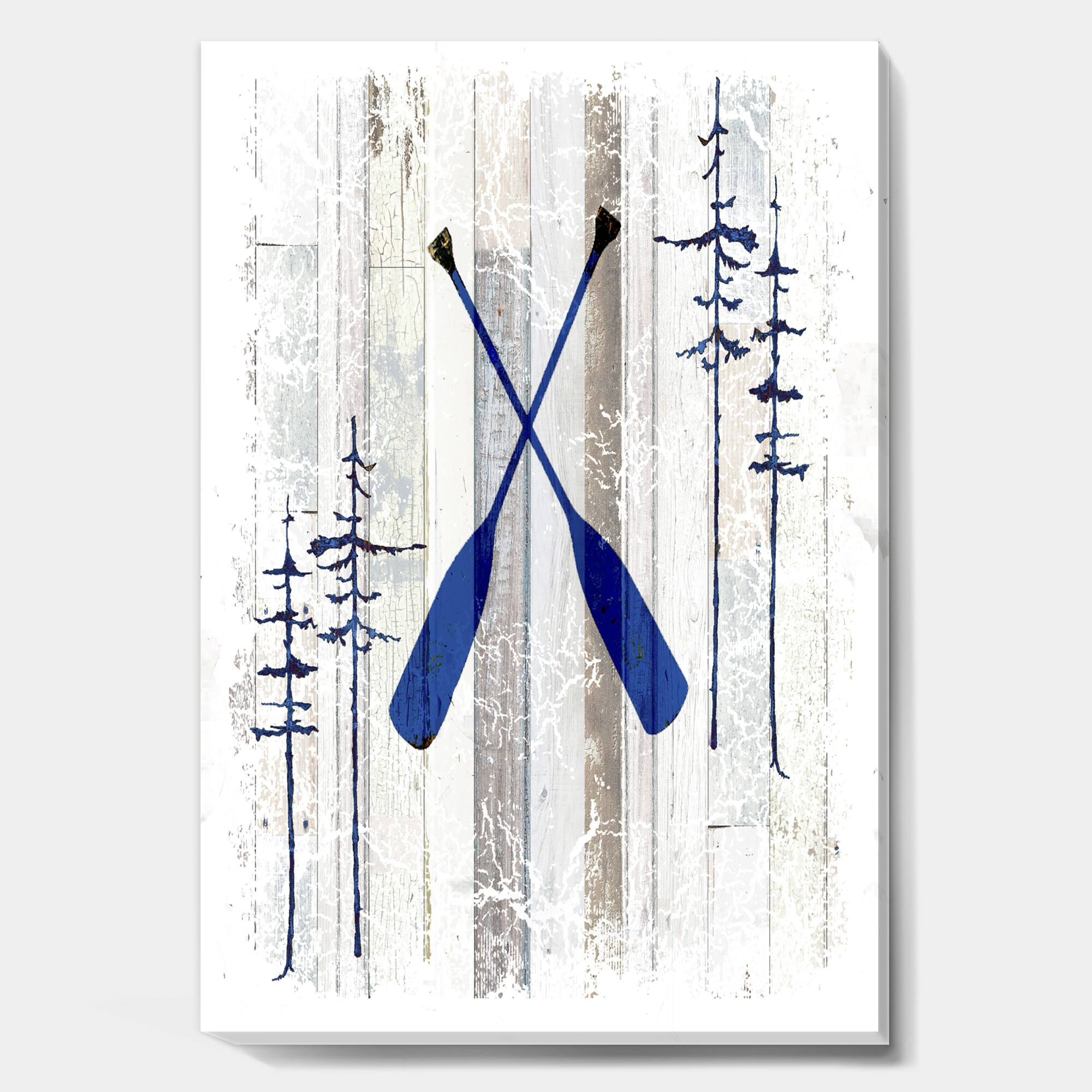 Designart - The Blue Moose - Oars - Cottage Canvas Wall Art
