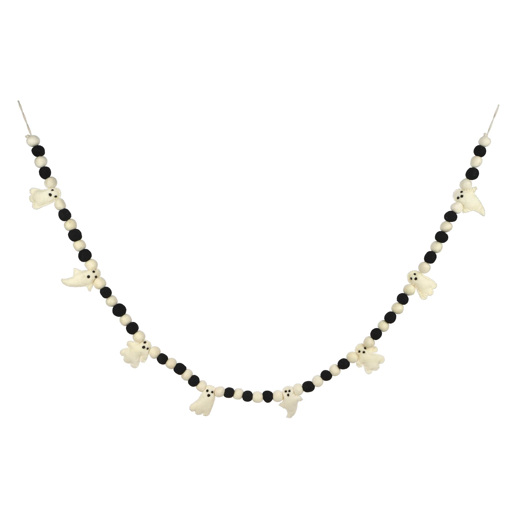 6ft. Black & White Felt Ghost & Pom Pom Garland by Ashland®