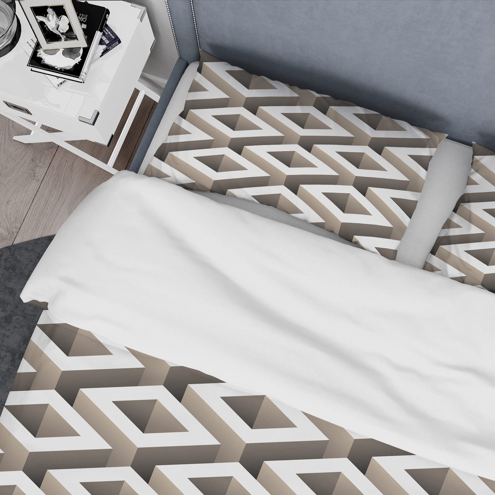 Designart &#x27;Boxes Illustration&#x27; Scandinavian Bedding Set - Duvet Cover &#x26; Shams