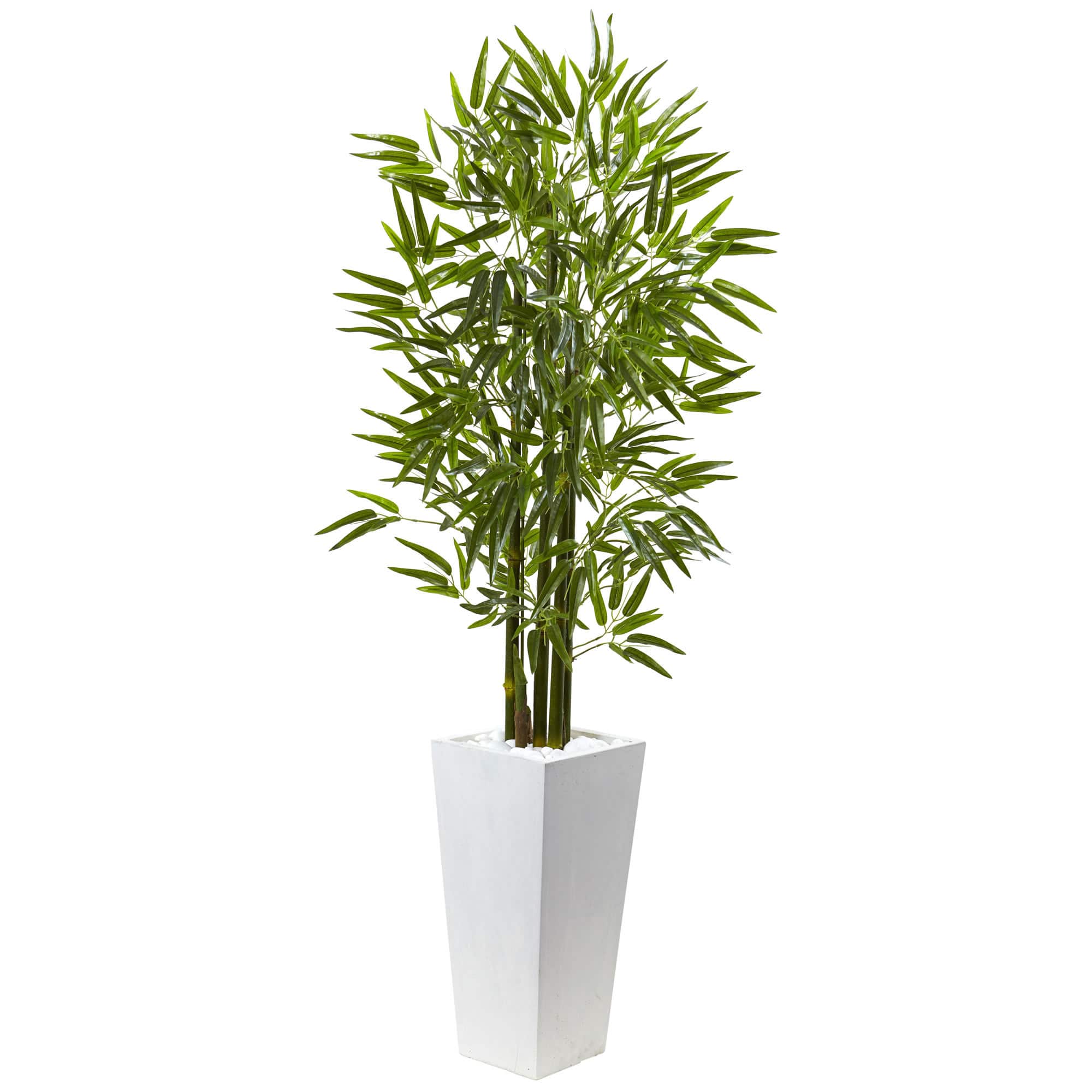 5ft. UV Resistant Bamboo Tree in White Planter