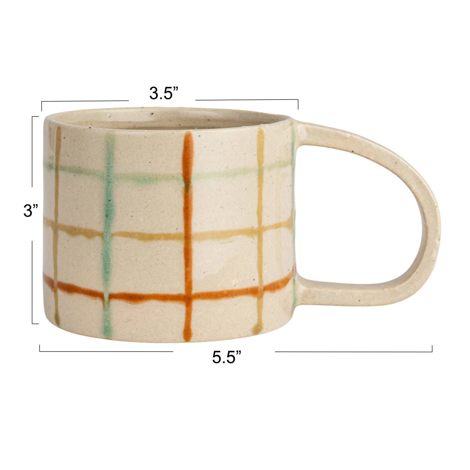 Hello Honey&#xAE; 12oz. Multicolor Stoneware Mugs with Checkered Pattern, 4ct.