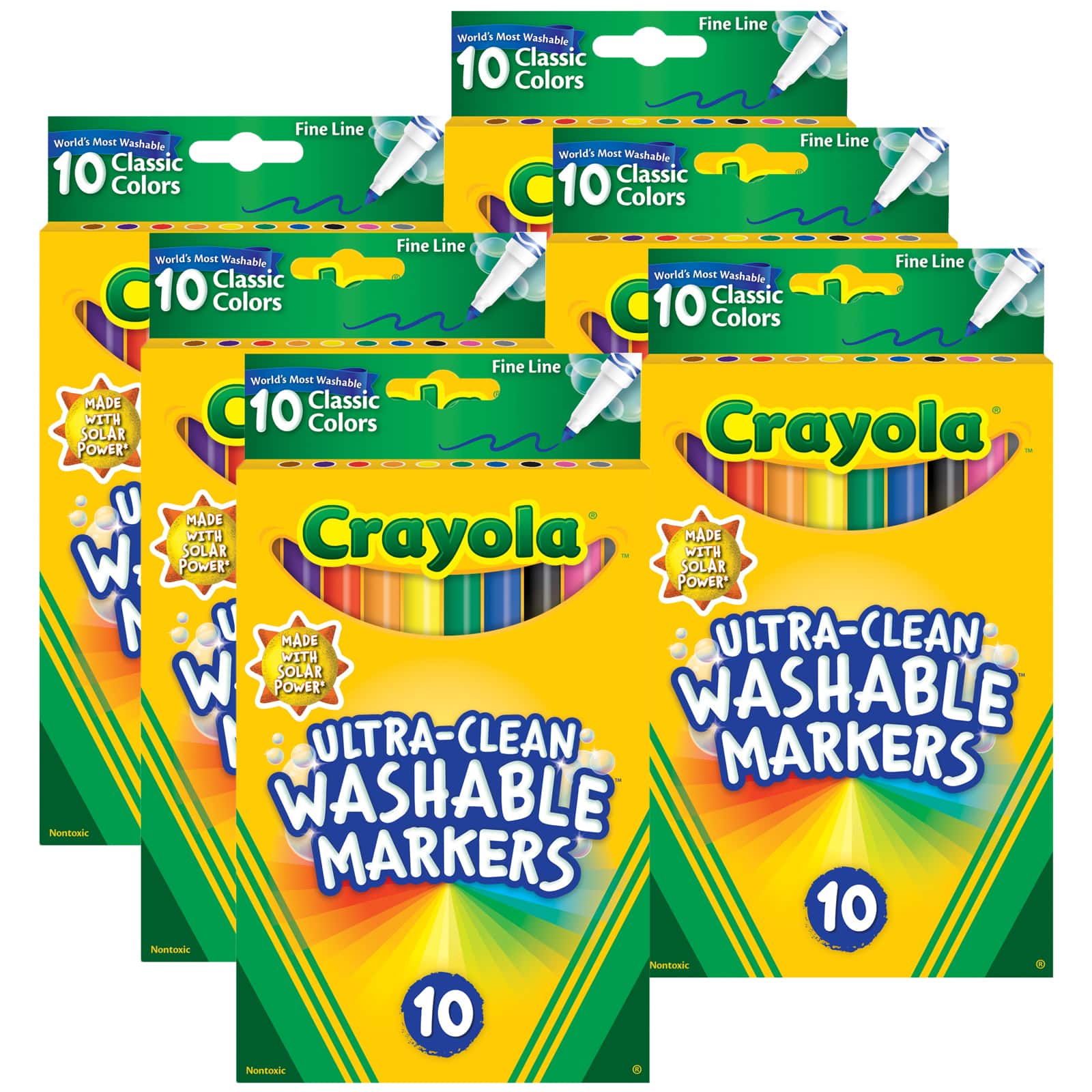 Crayola® Ultra-Clean Classic Colors Fine Line Markers, 6 Packs of 10