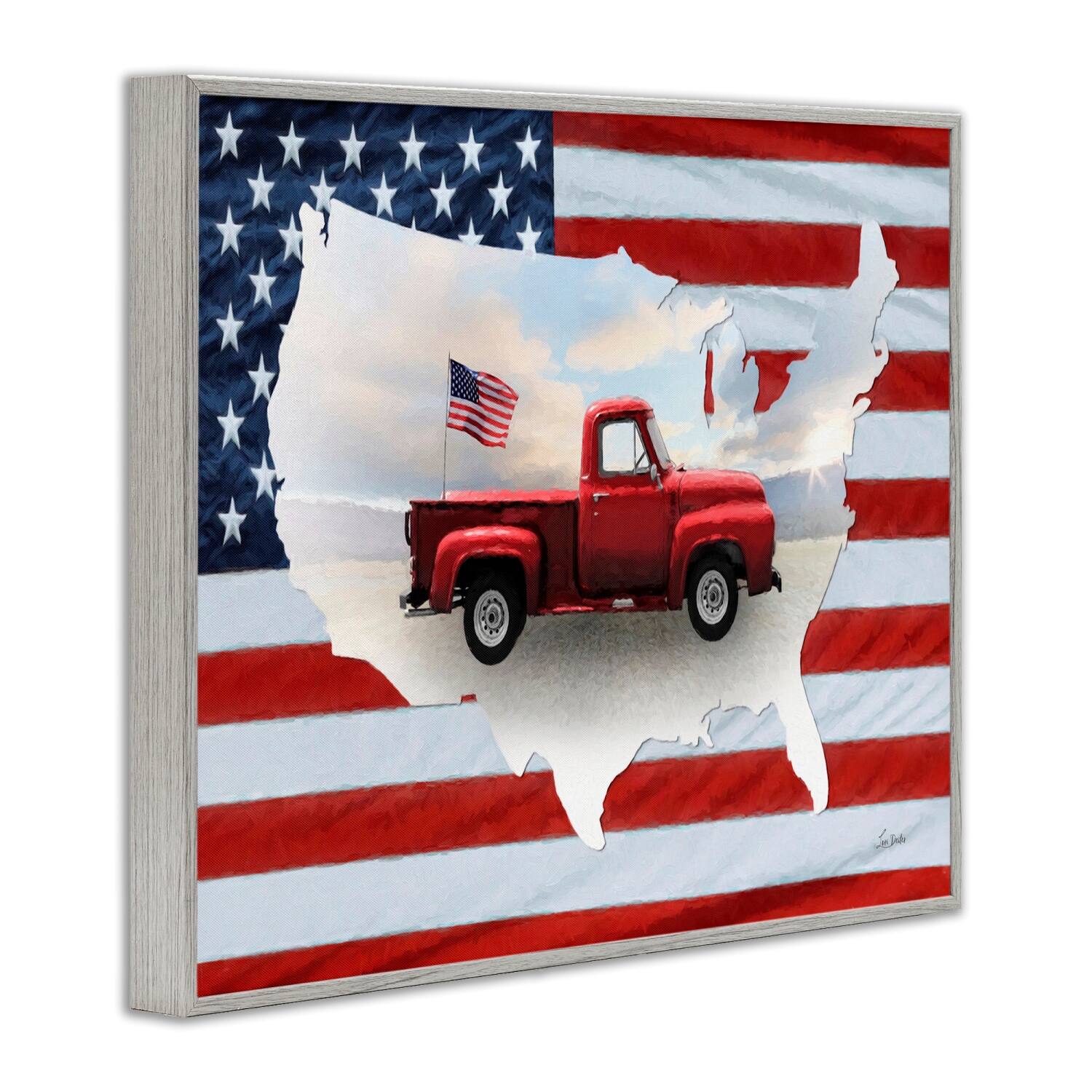 Stupell Industries Farmhouse American Flag Framed Giclee Art