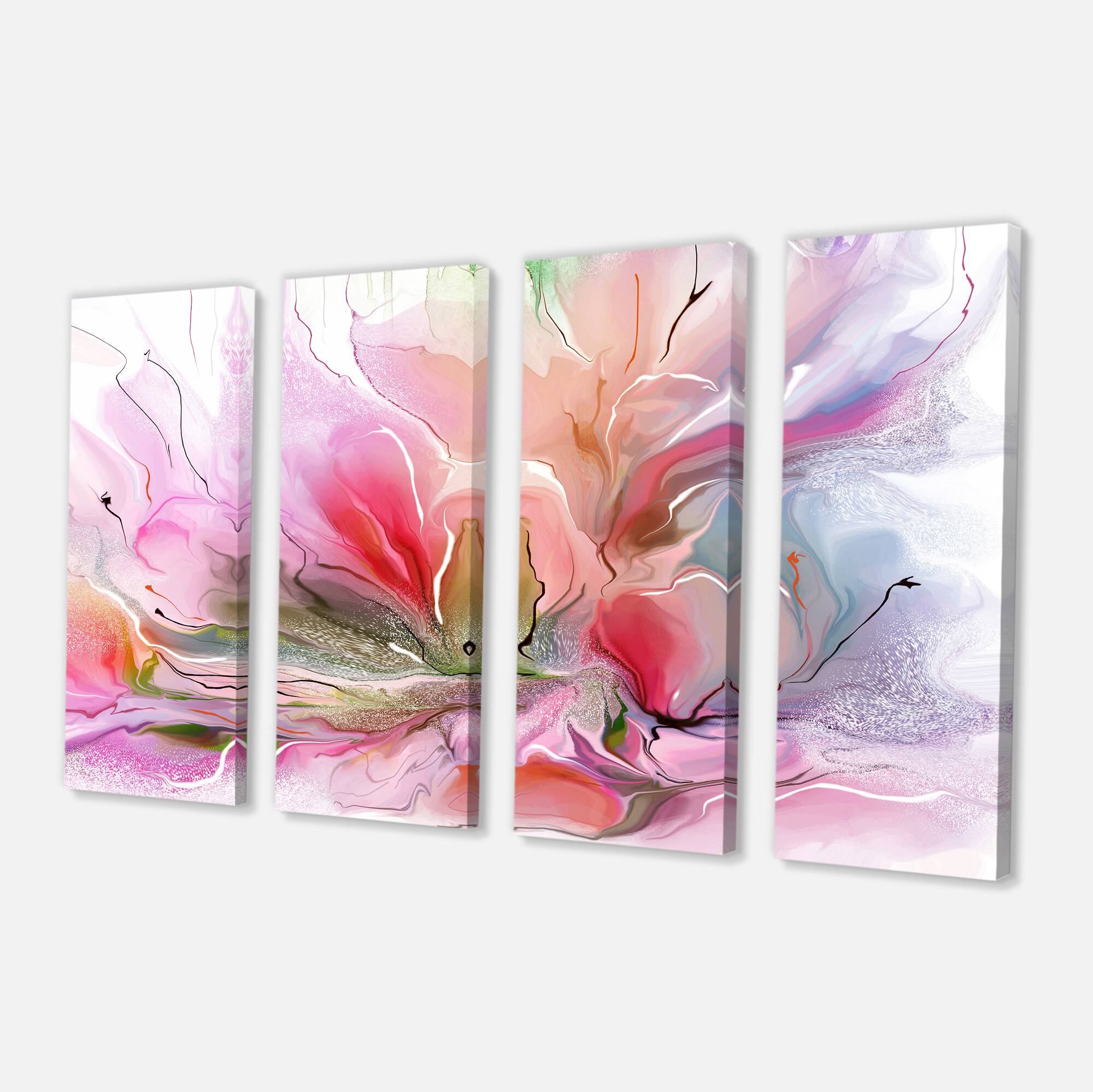 Designart - Lovely Painted Floral Design - Extra Large Floral Wall Art
