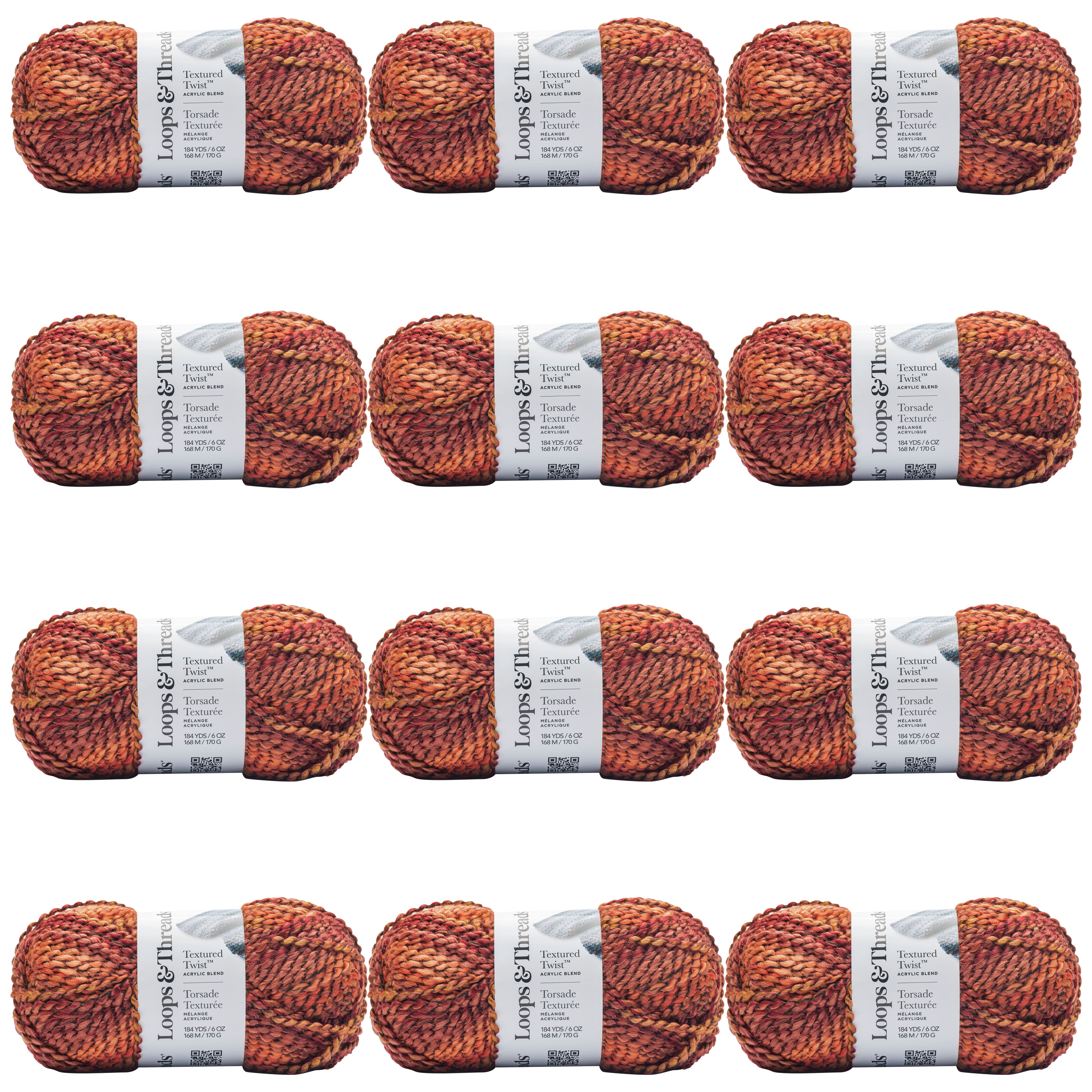 12 Pack: Textured Twist&#x2122; Yarn by Loops &#x26; Threads&#xAE;