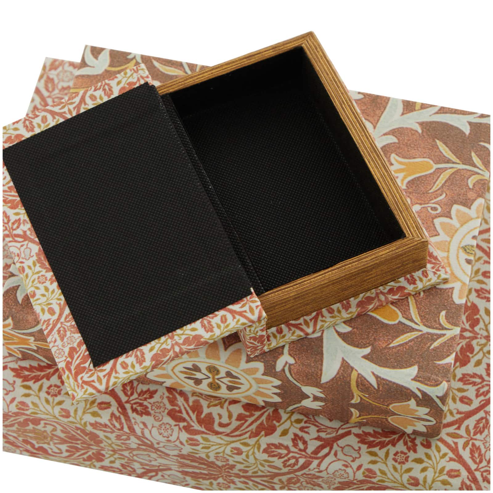 Orange Floral Faux Leather Faux Book Box Set