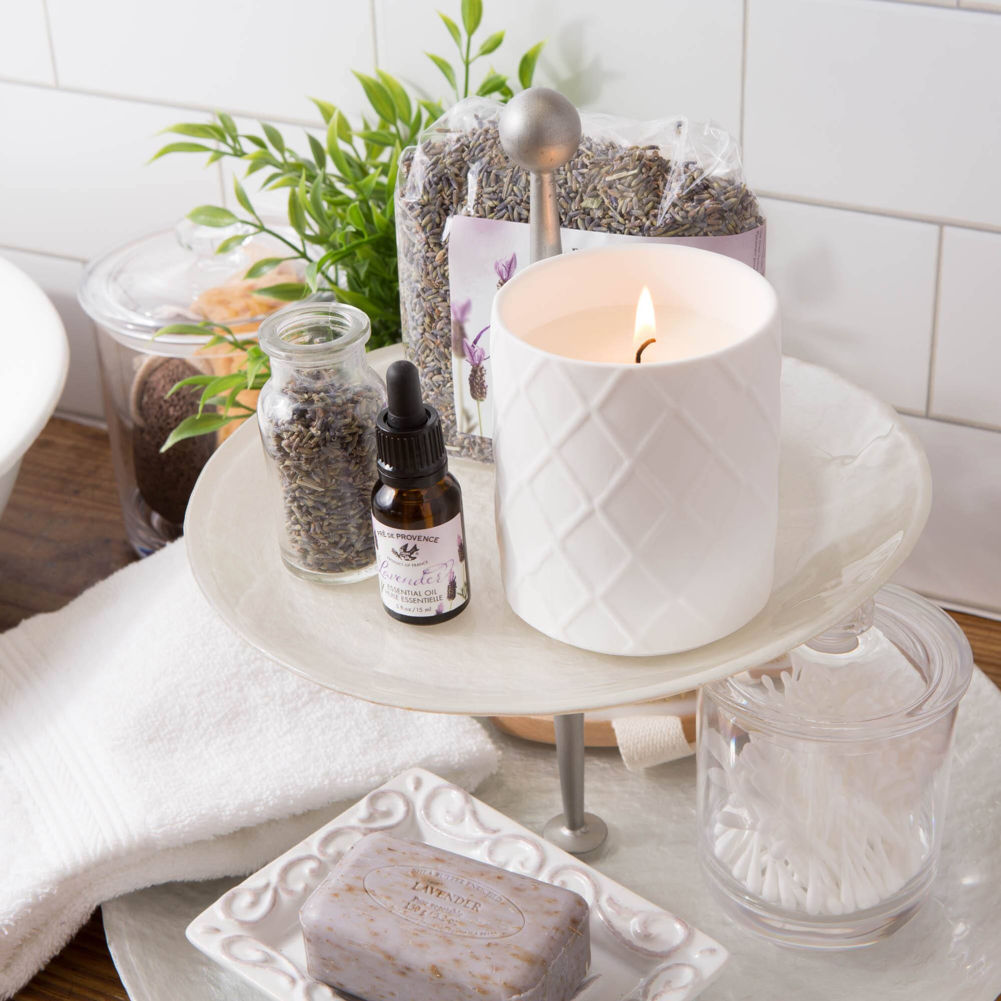 European Soaps Lavender Ceramic Jar Candle