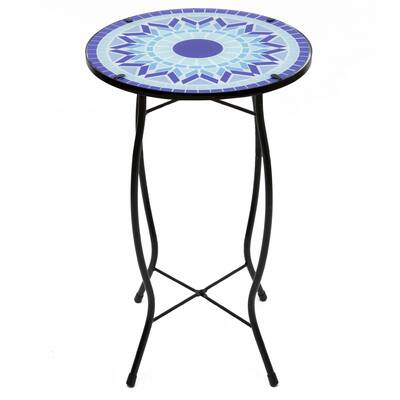 19" Blue Sun Mosaic Glass Patio Side Table | Michaels