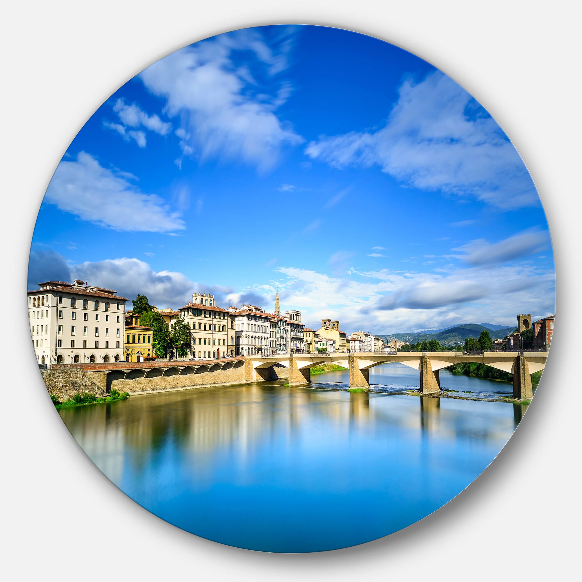 Designart - Ponte Alle Grazie Florence Italy&#x27; Extra Large Seashore Metal Circle Wall Art